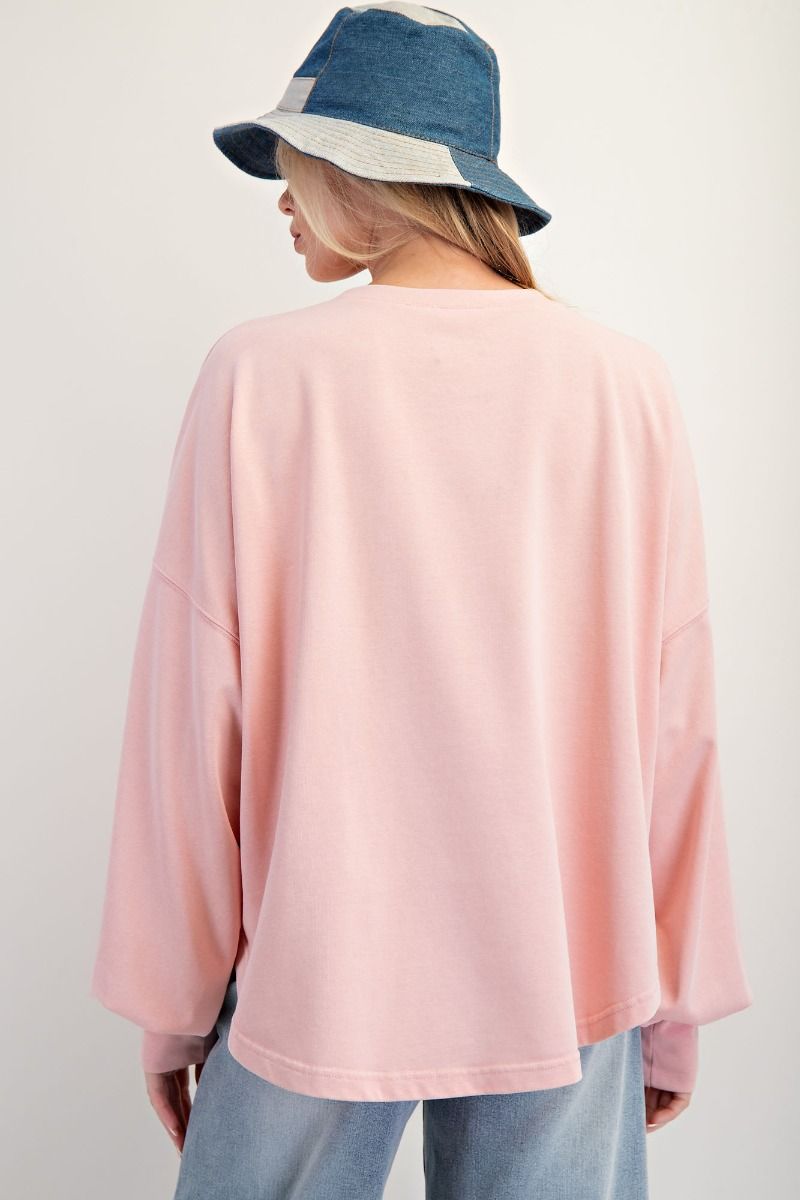 Easel ANIMAL STAR PATCH MINERAL WASHED POLY RAYON KNIT TOP