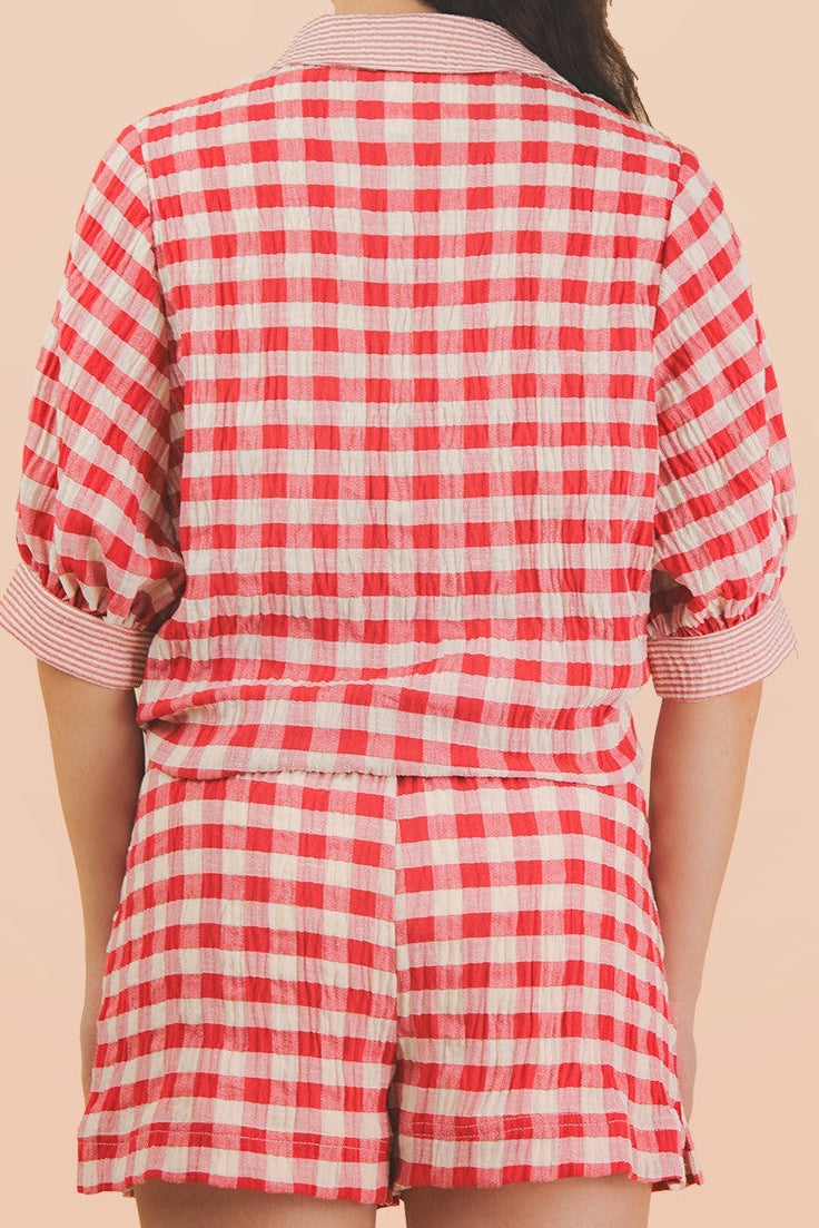 Red Checkered Shirt & Short Set