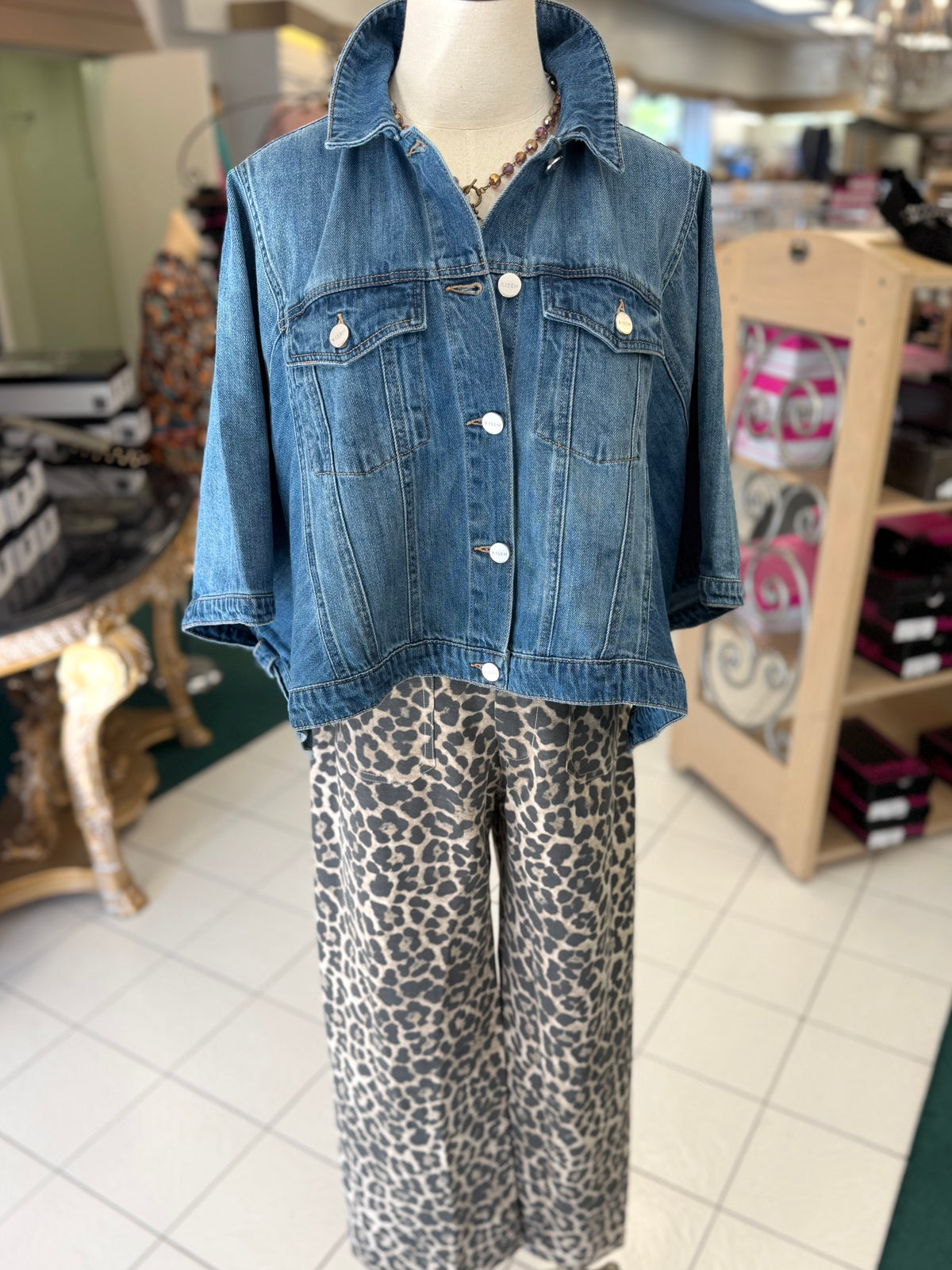 Risen Flowy Square Cape Medium Denim Jacket