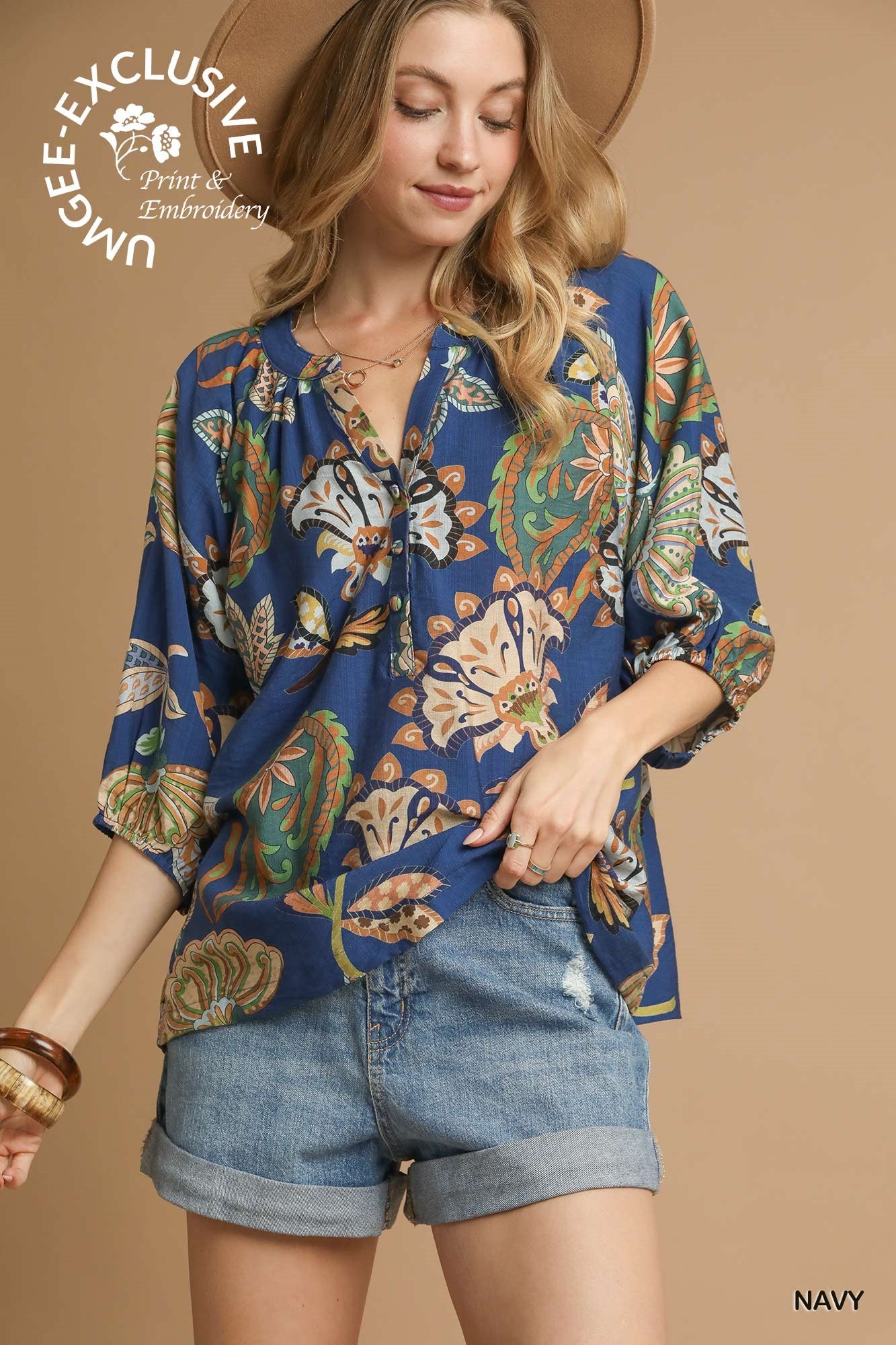 Umgee Midnight Blooms Top