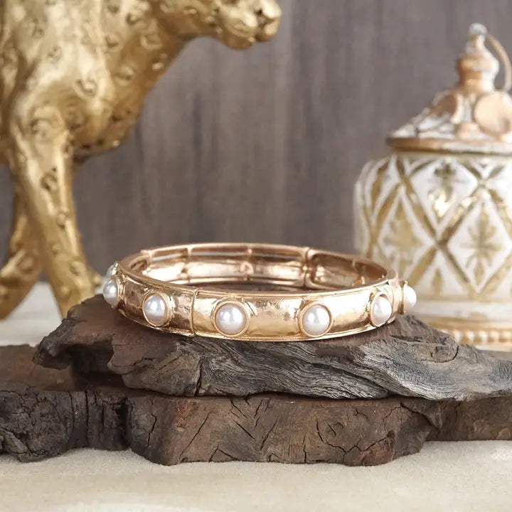 Slim Faux Pearl Eternity Bangle