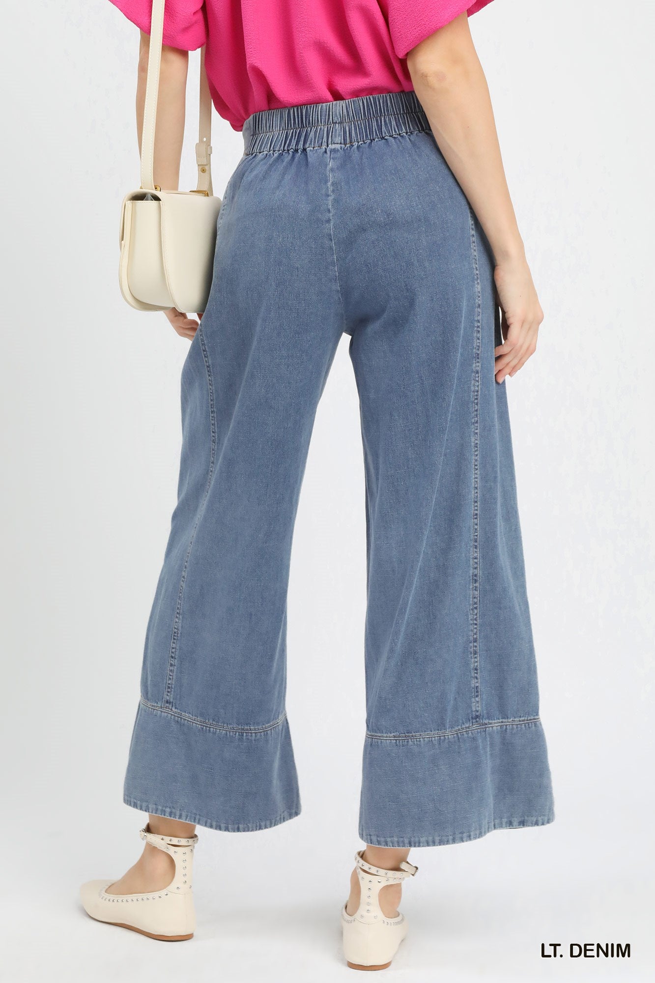 Umgee Stone Wash Denim Wide Leg Pants