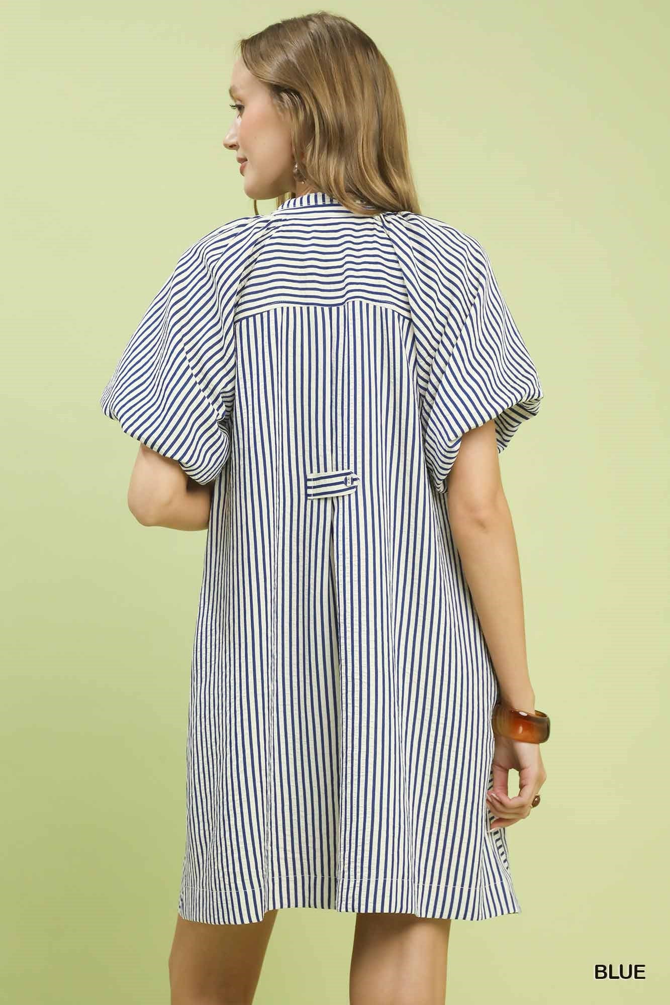 Umgee Vertical Stripe Shift Dress