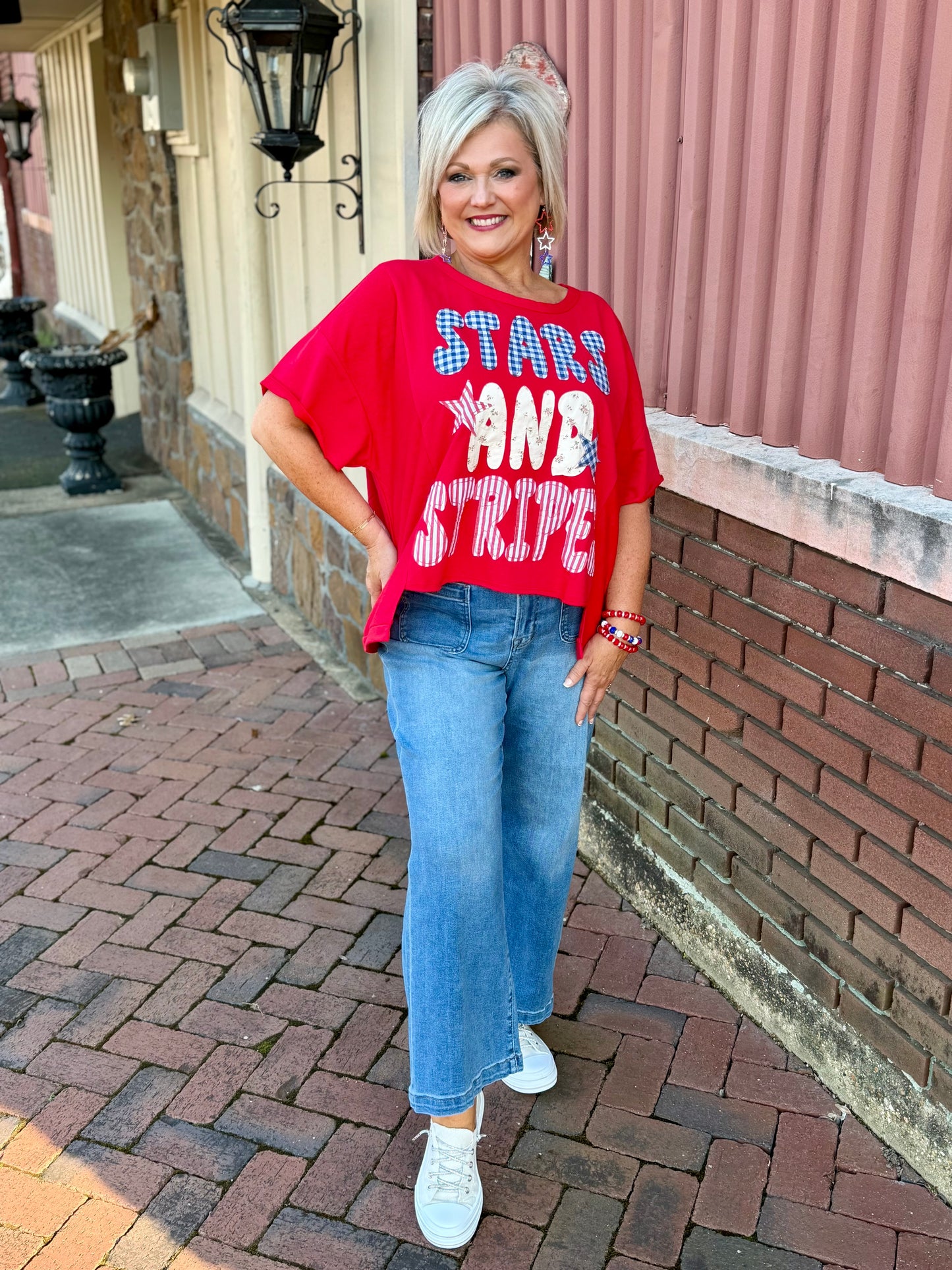 Bibi MIX AND MATCH STARS AND STRIPES PATCHWORK TOP