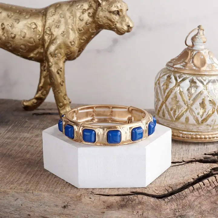 Eternity Stretchy Bangle with Blue Cabochons