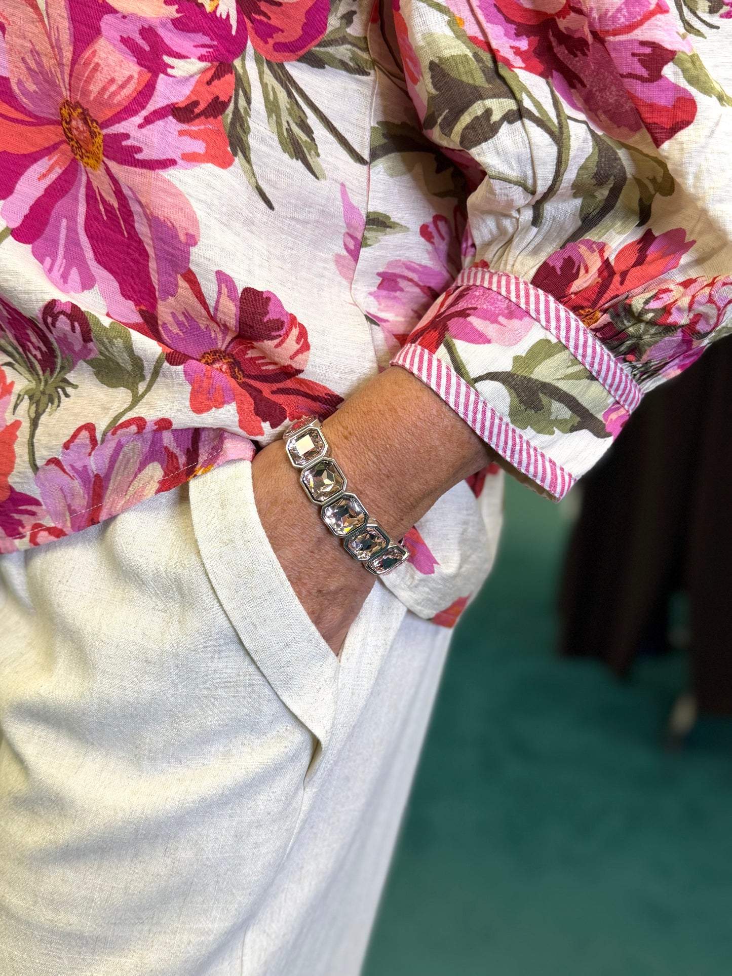 Oddi Plus Size Floral Printed Linen Top