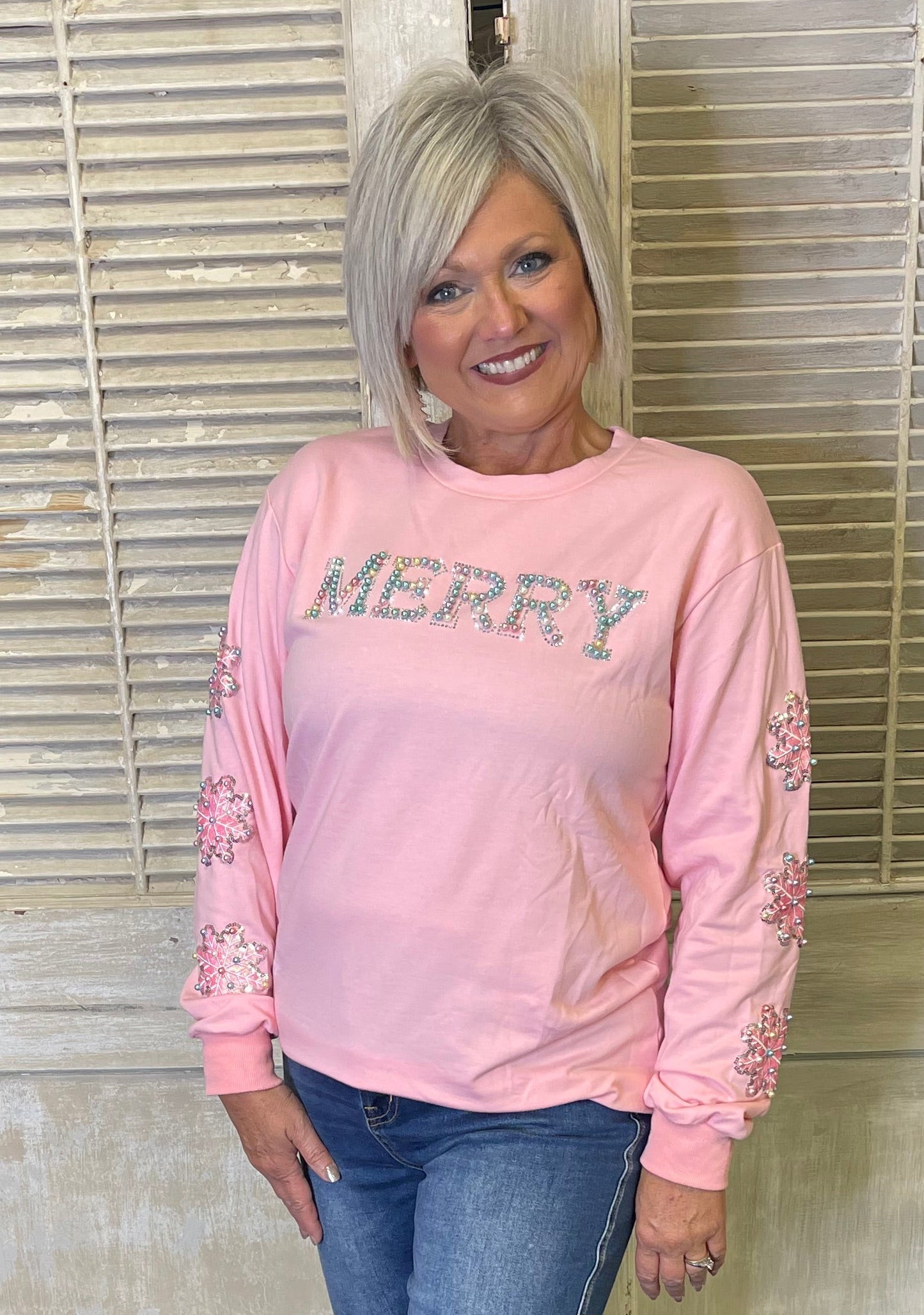 Pearls & Pink Merry Long Sleeve Sweatshirt