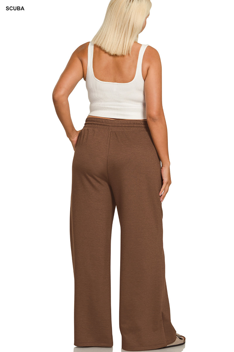 Zenana PLUS SCUBA CREWNECK PULLOVER & PANTS SET