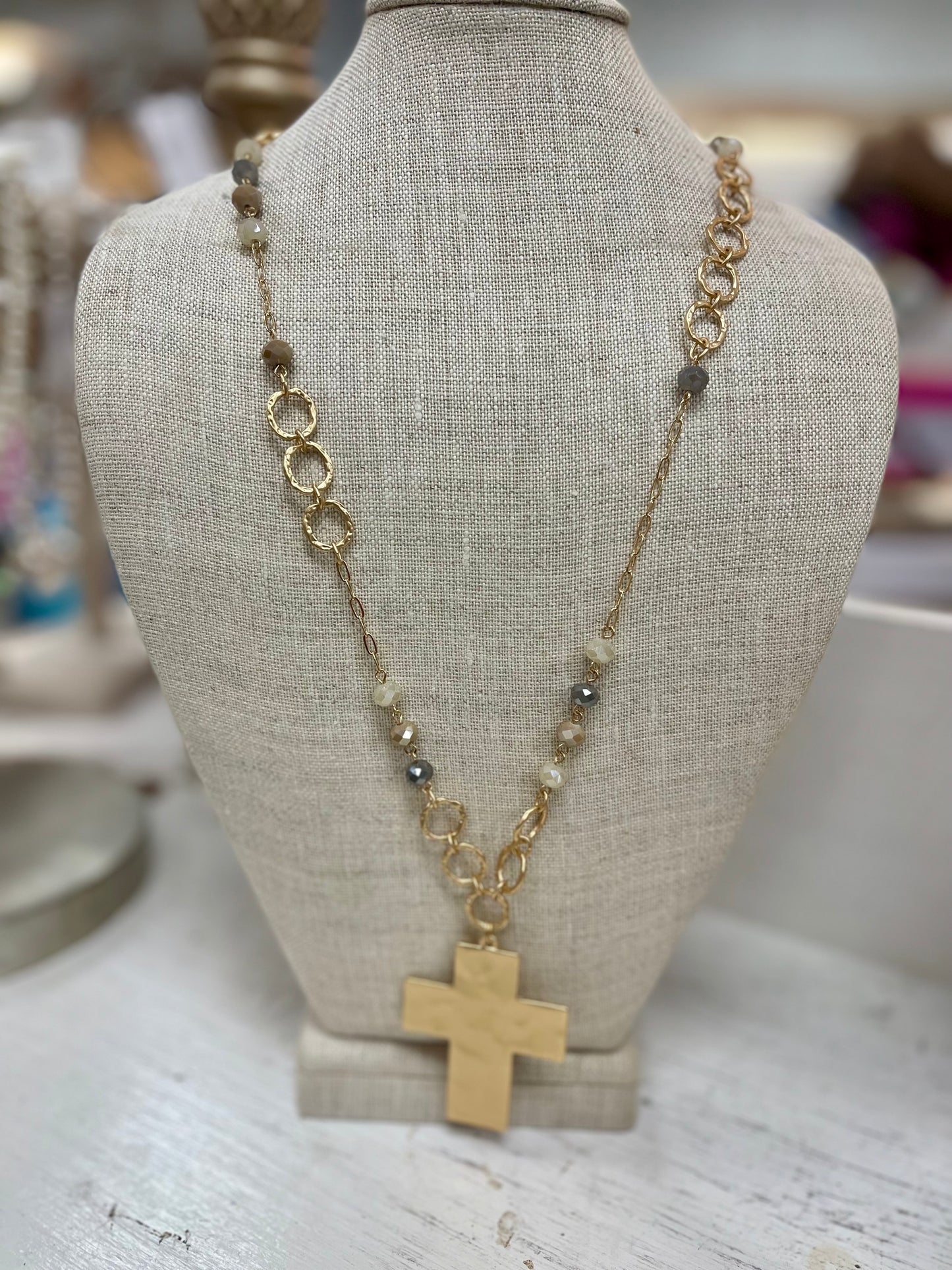 SM Style Long Cross Necklace