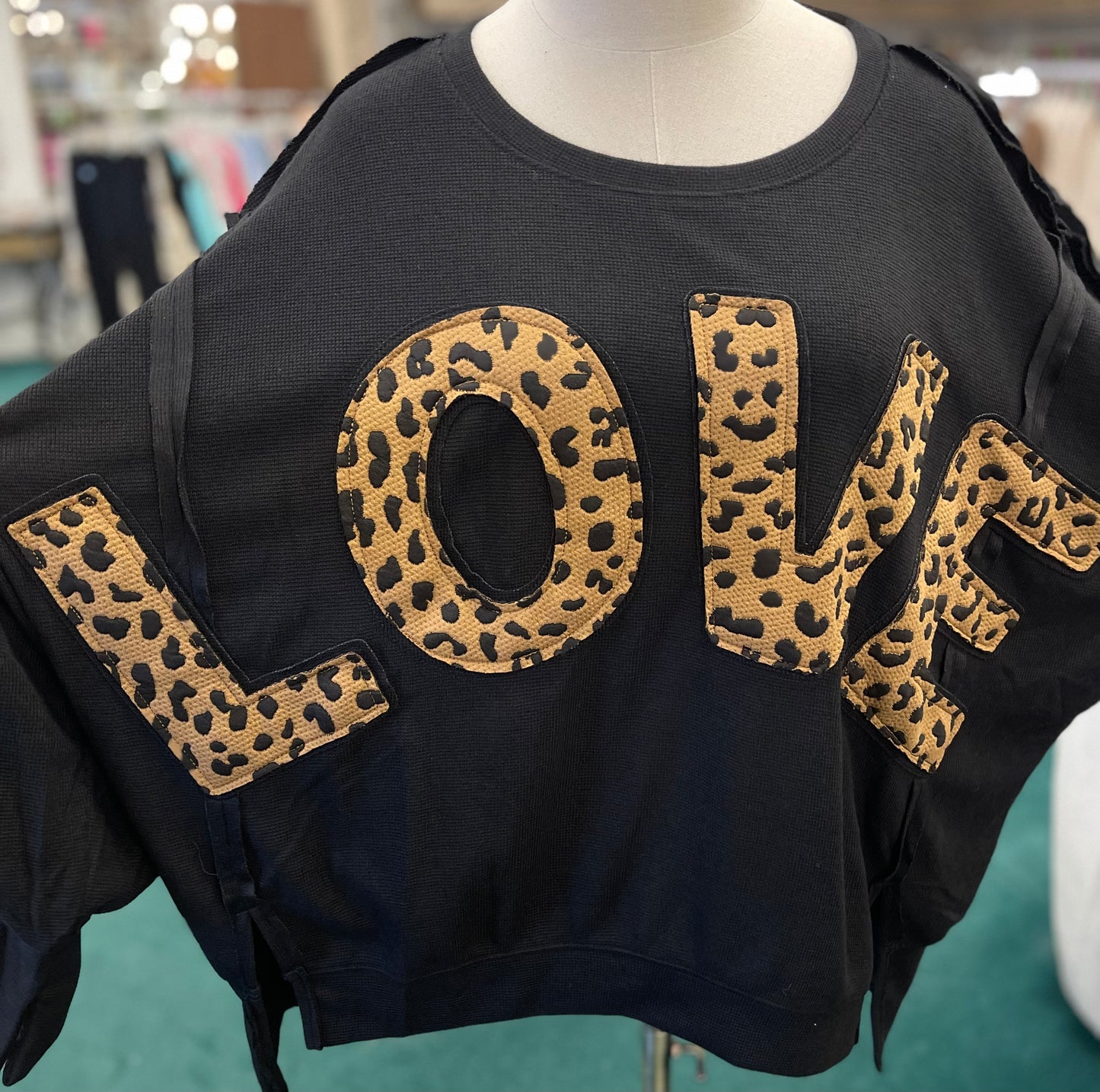 Bibi LEOPARD PATCHWORK LETTER LOOSE TOP