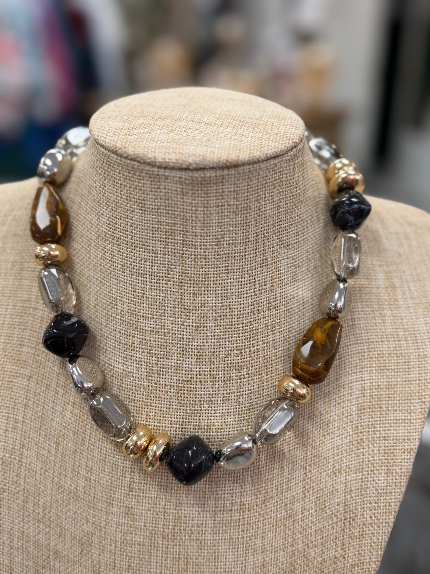 Mixed Beads Statement Necklace