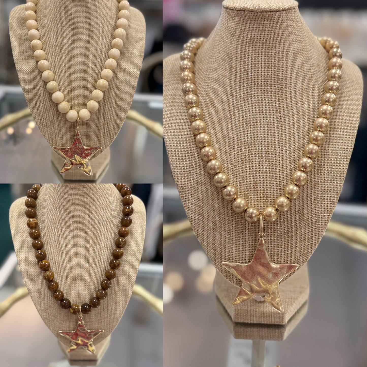 Gold Star Beaded Necklace