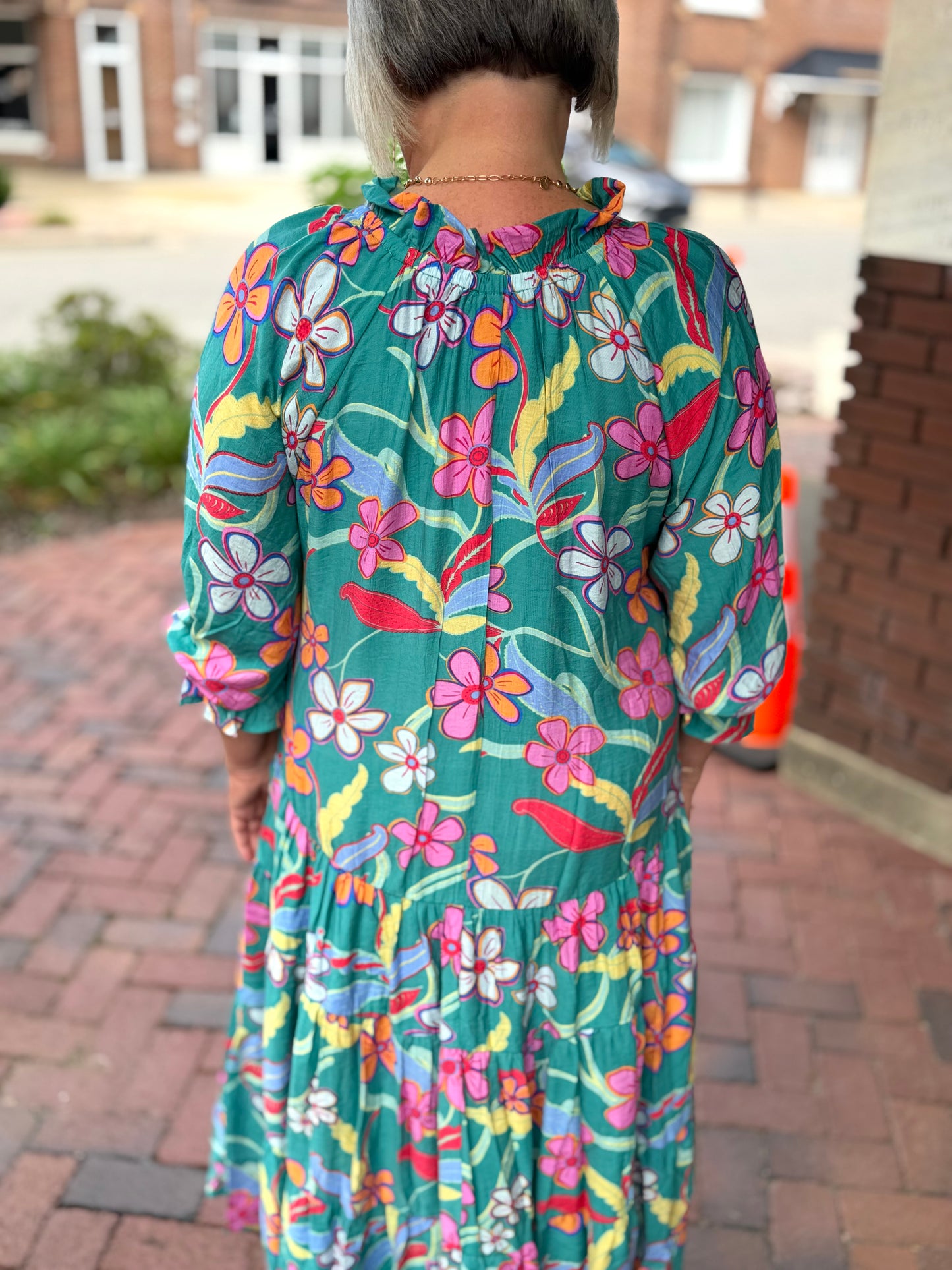 Easel Printed Peach Blossom Maxi Dress