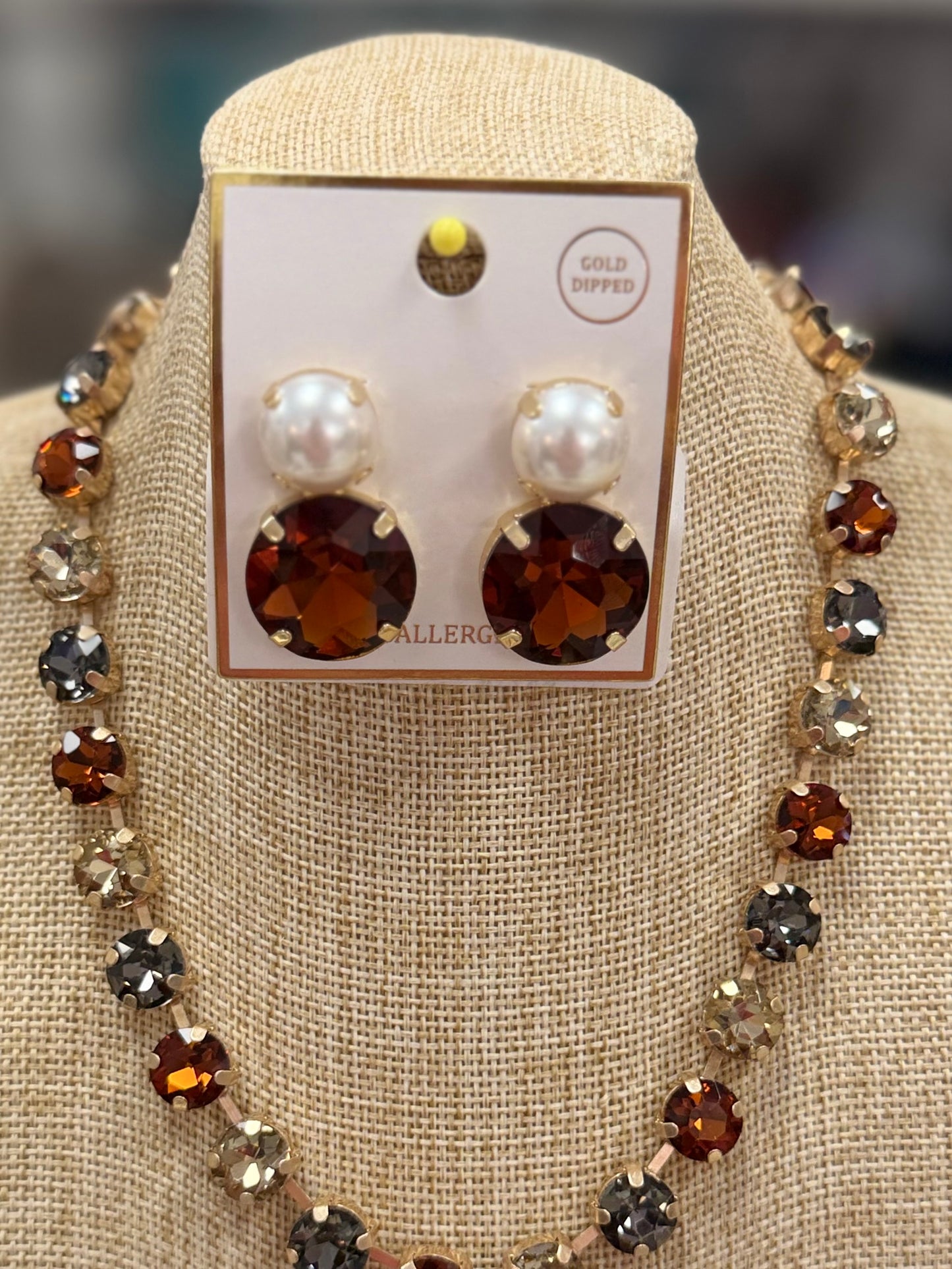 Pearl & Large Rhinestone Stud Earrings
