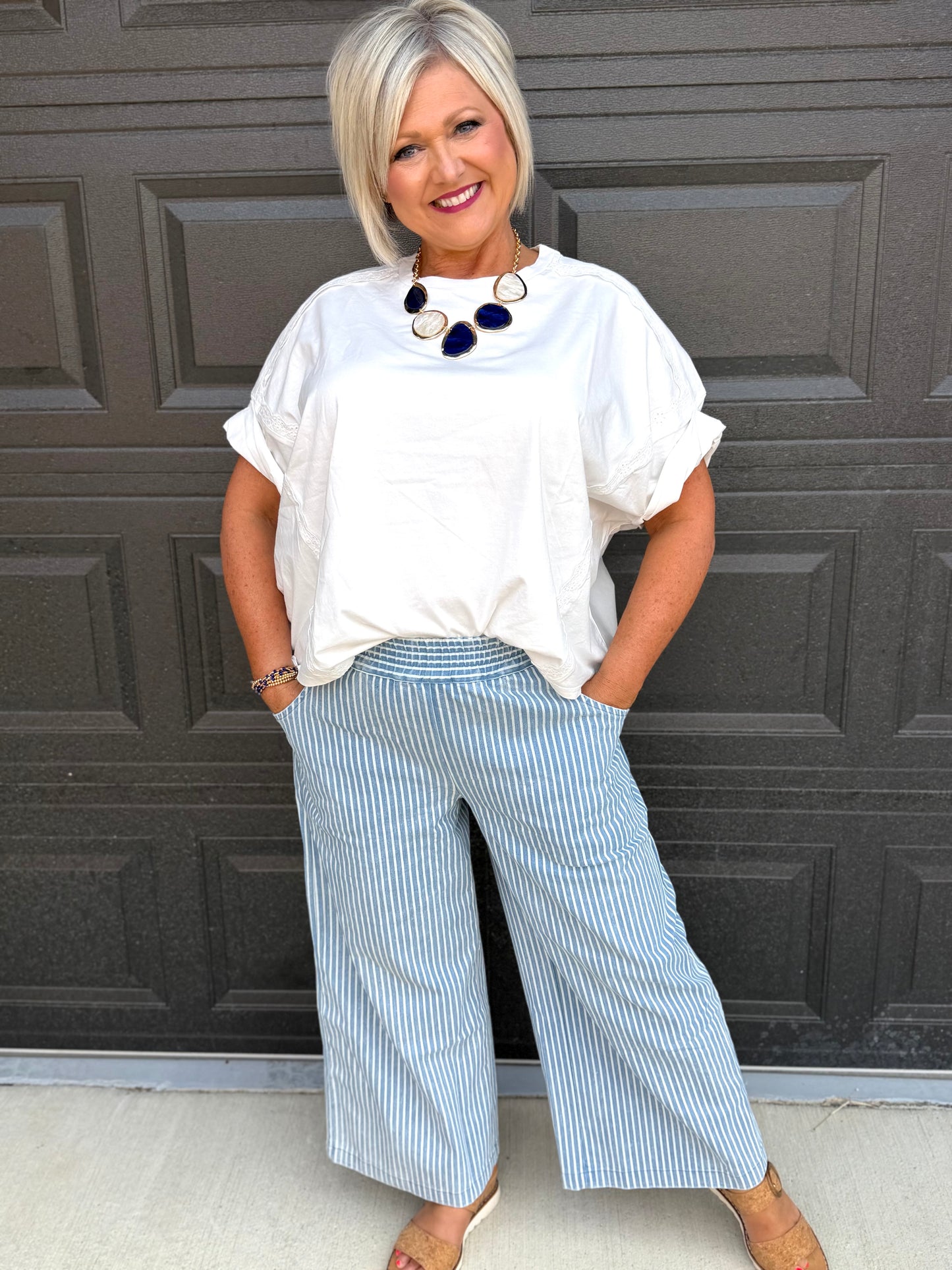 Easel White Washed Oversized Knit Top