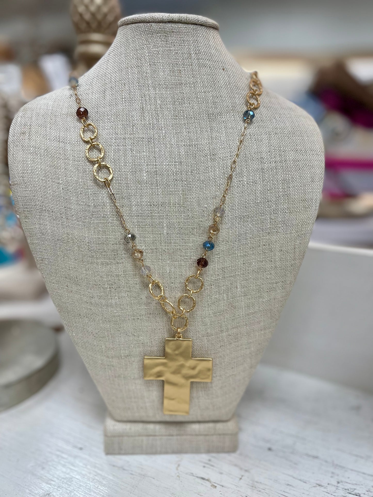 SM Style Long Cross Necklace