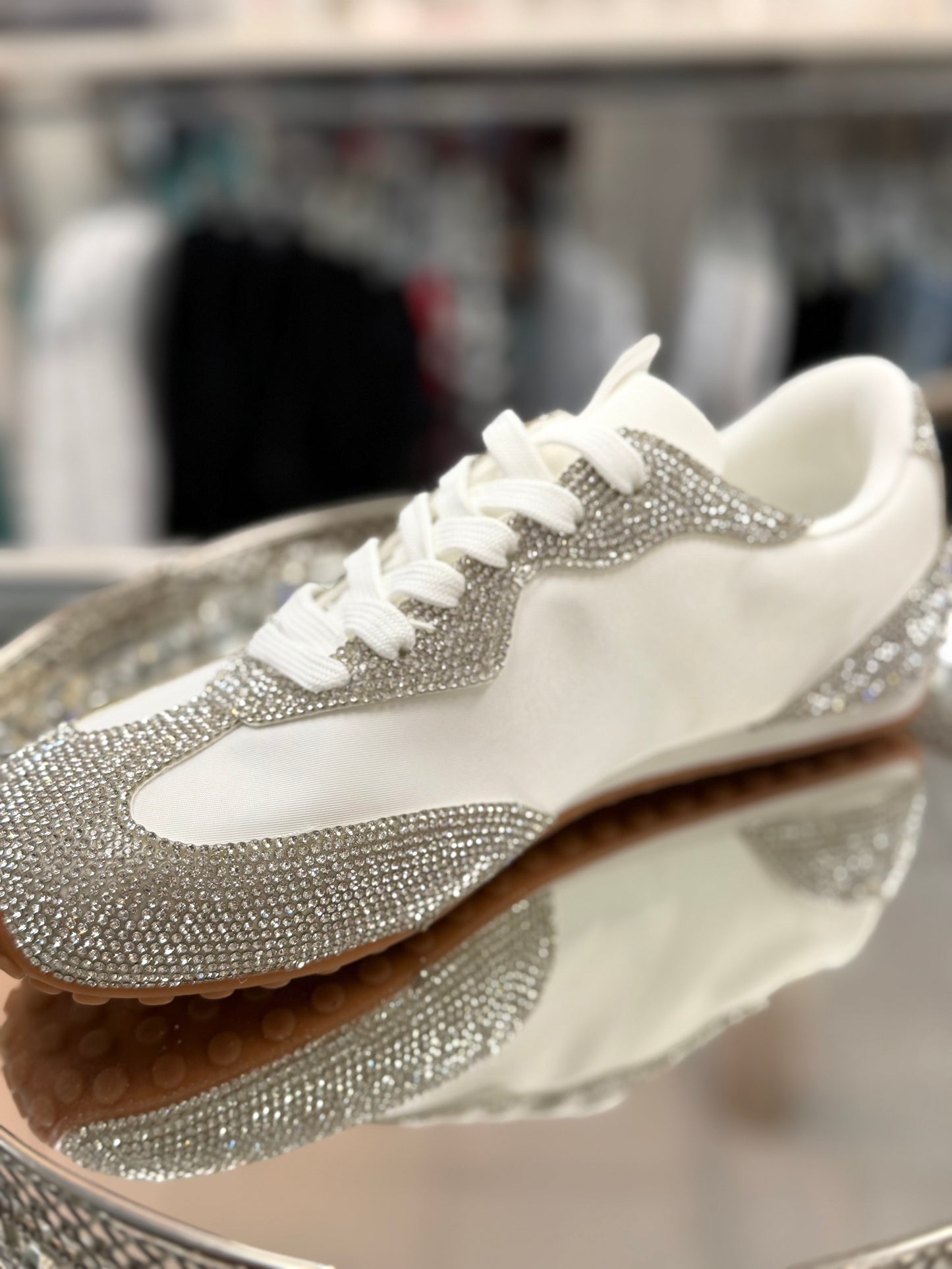 All that Shimmers White & Silver Rhinestone Sneakers