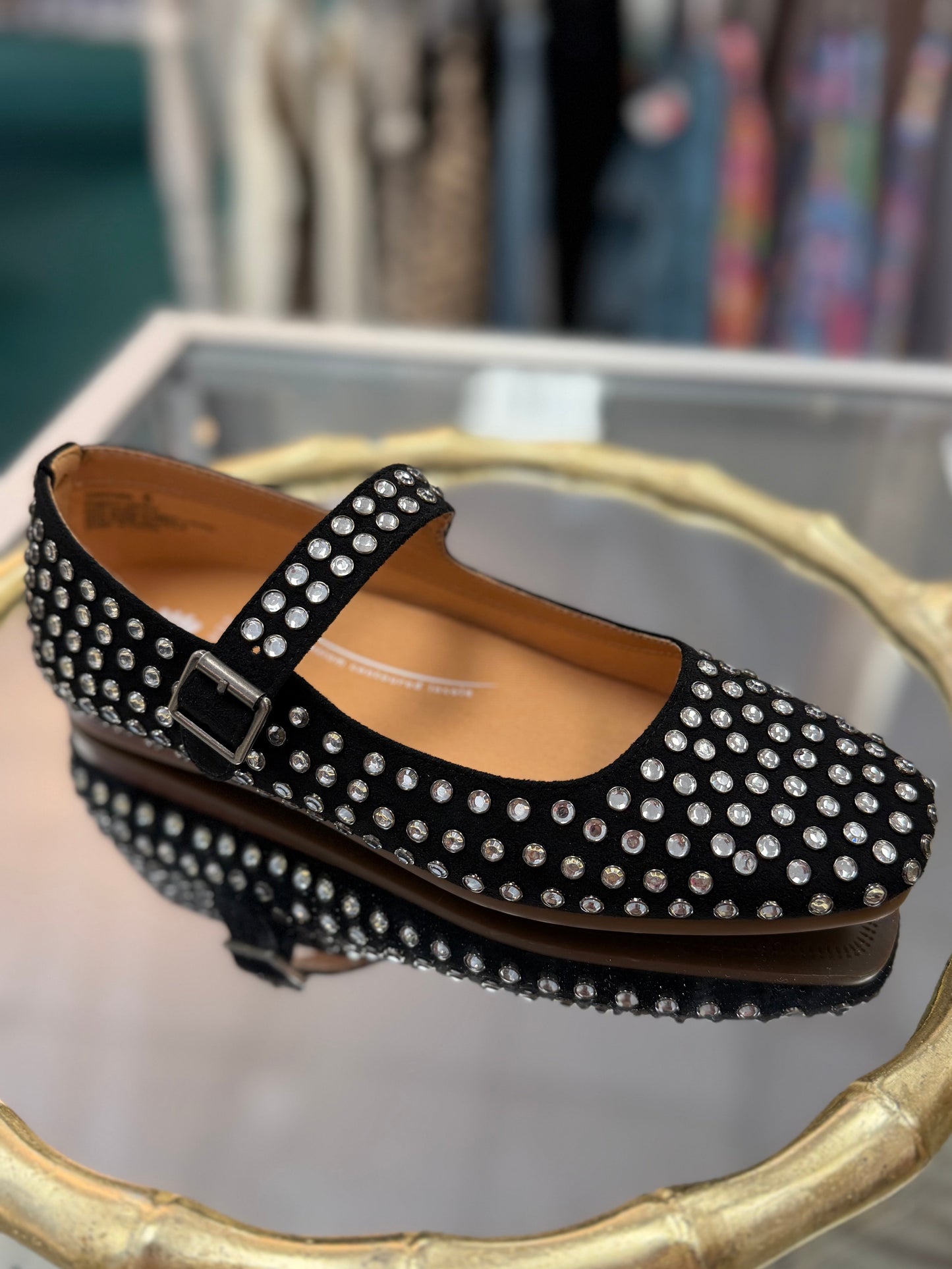 Yellow Box Black Cantara Mary Jane Flats