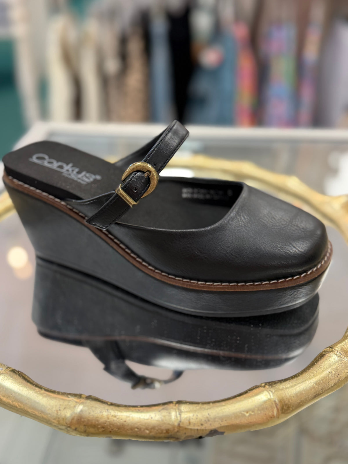 Corkys Black Me Time Mary Jane Wedge Sandals