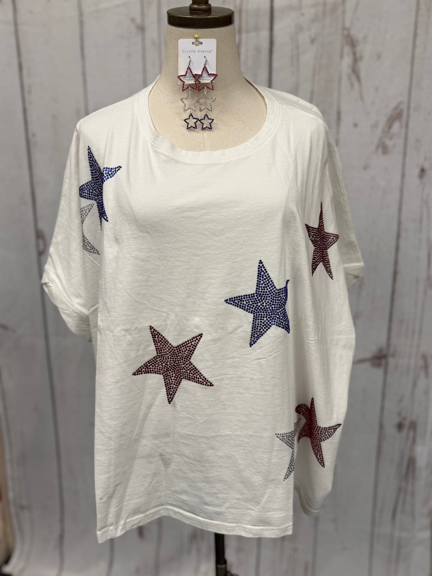 Peach Love Star Rhinestone Patch Top