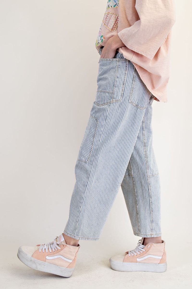 Easel STRIPED WASHED TWILL LOW SLUNG JEANS