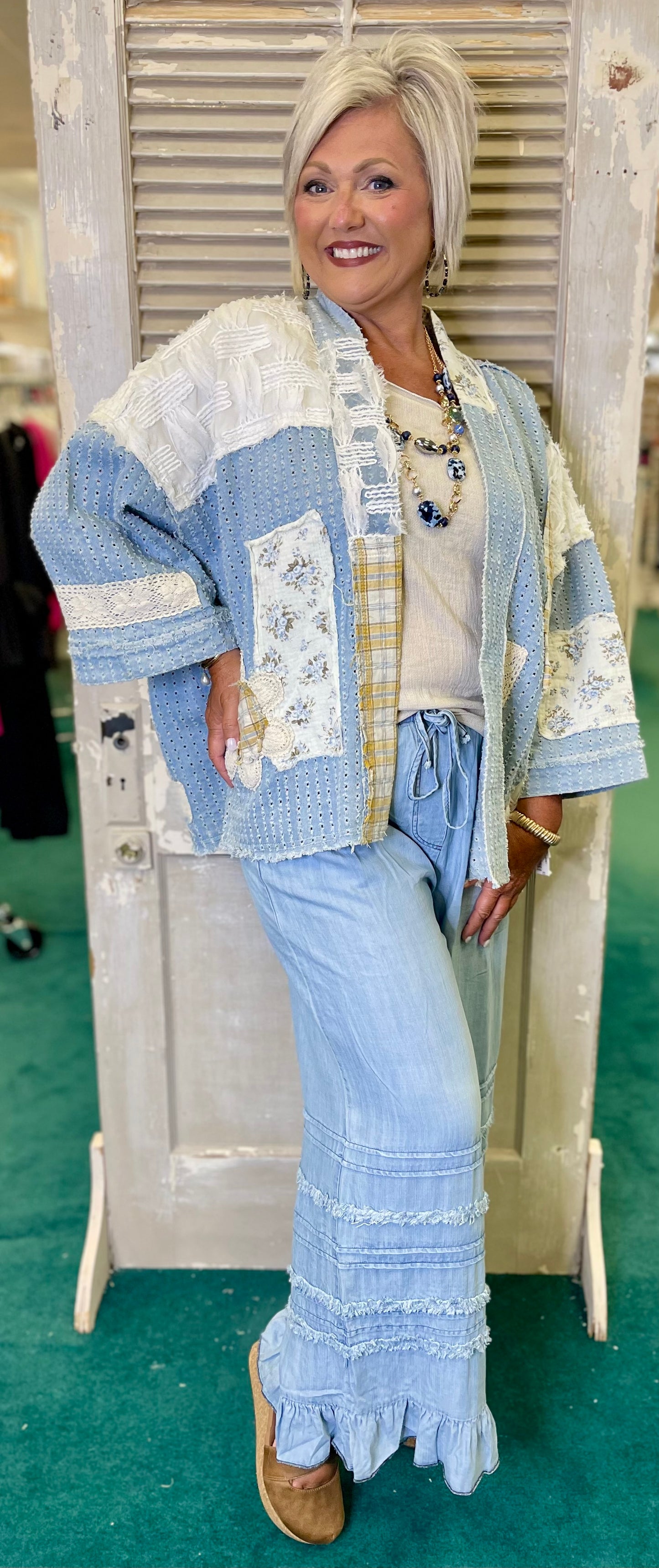 POL Vintage Patchwork Cardigan