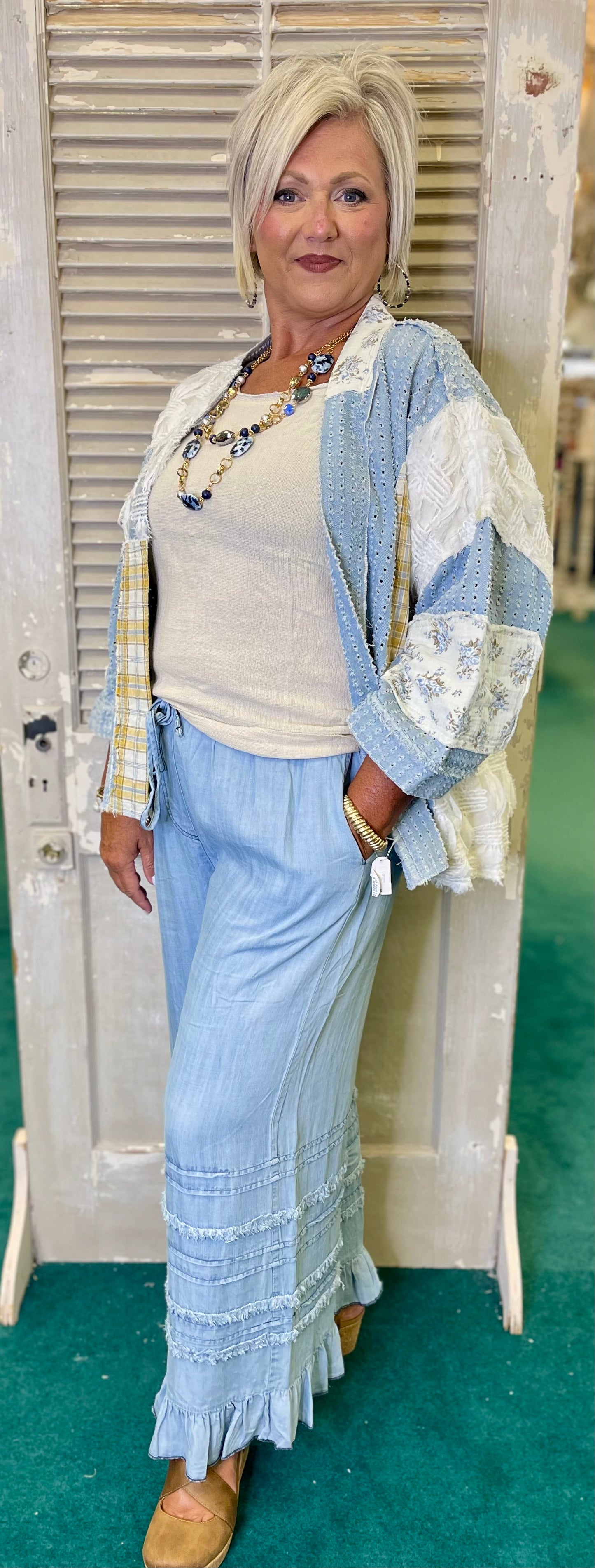 POL Vintage Patchwork Cardigan