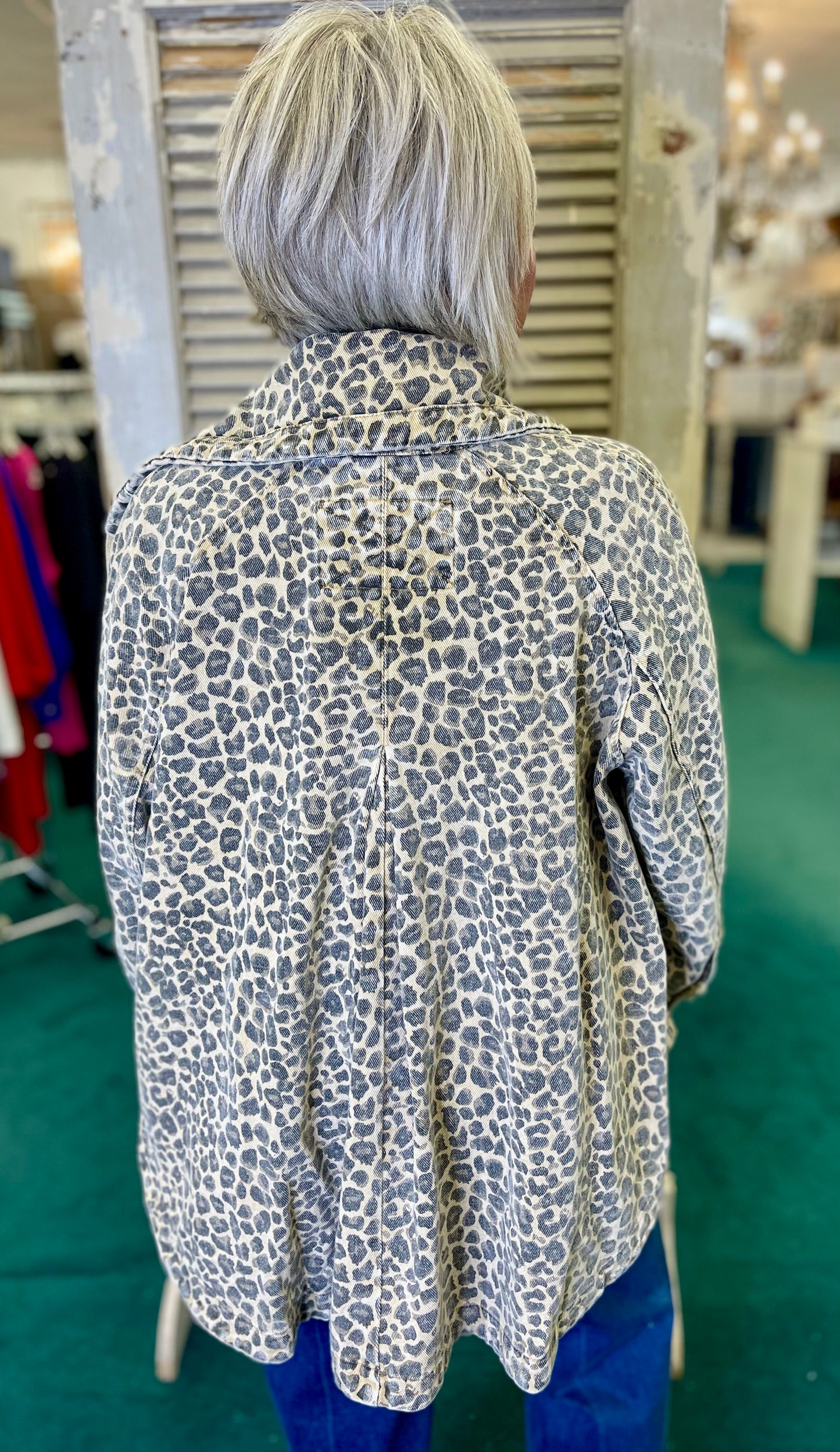 Oli & Hali Oversized Leopard Denim Jacket