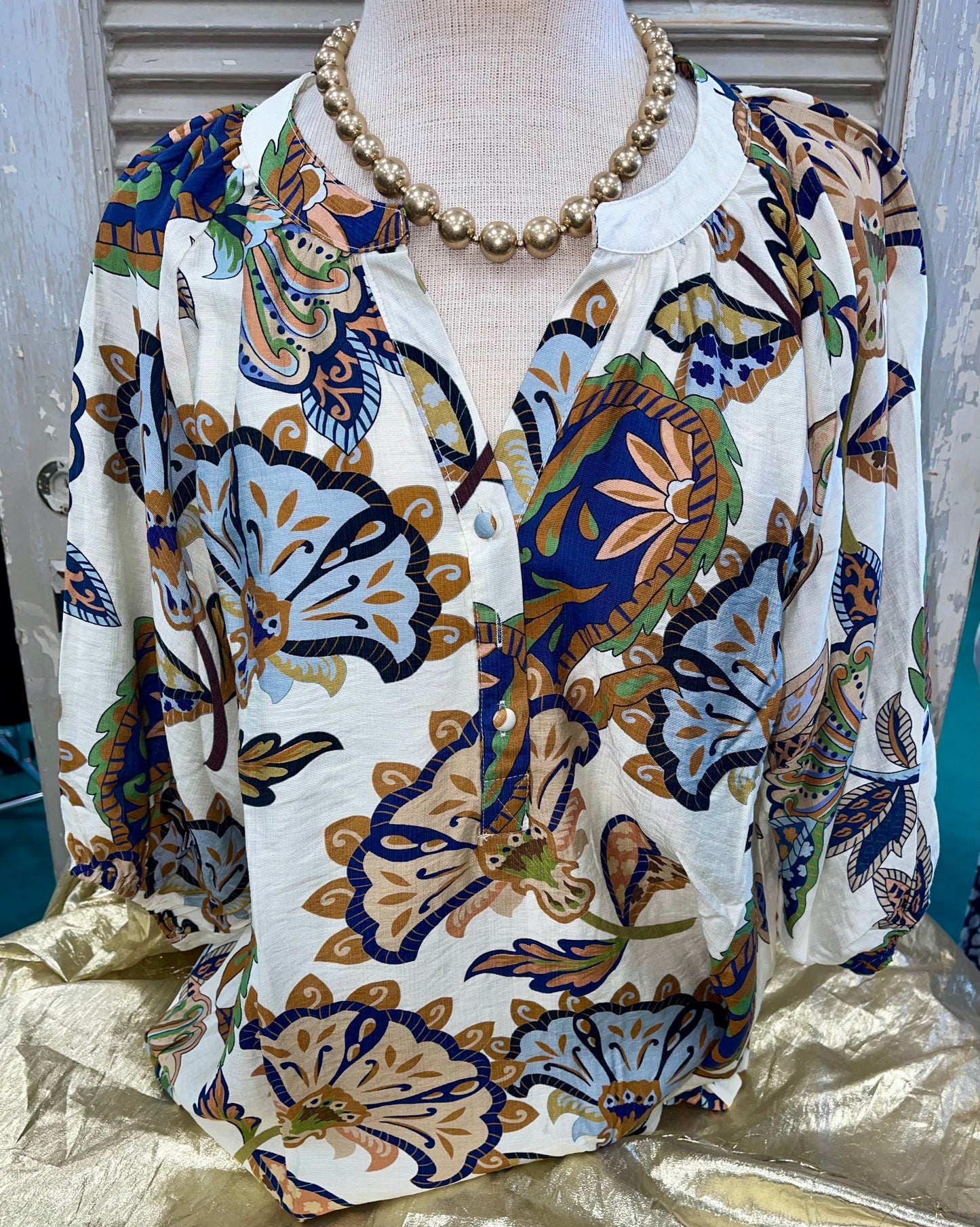 Umgee Plus Size Fall’s Around the Corner Cream Top