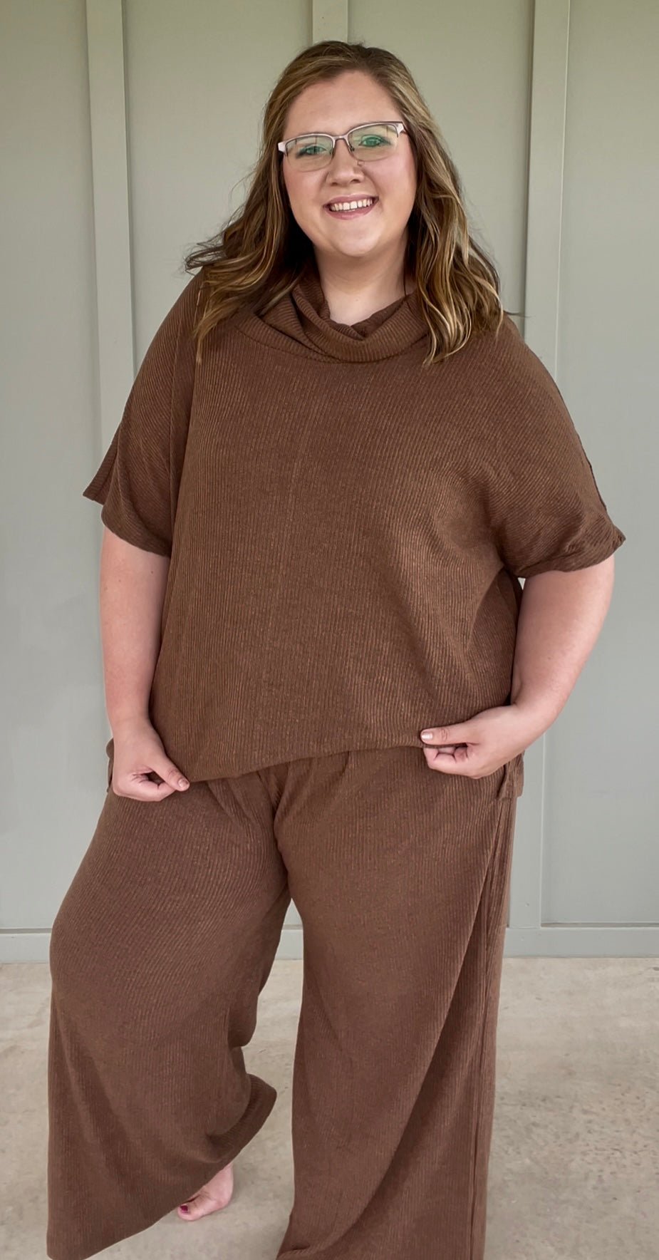 Plus Size Cowl Neck Villa Set