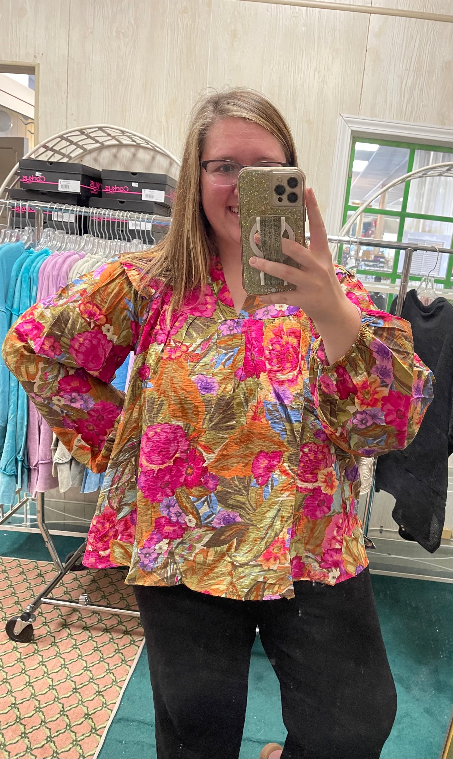 Oddi Plus Size Autumn Blooms Top
