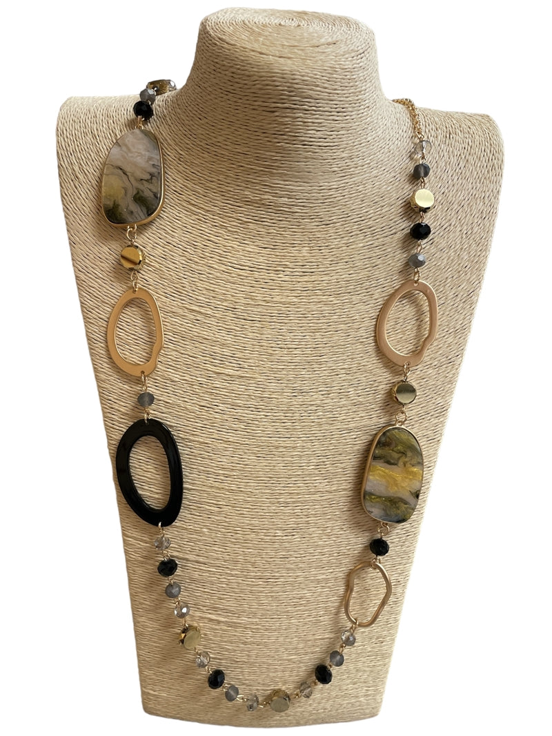 BLACK GOLD NATURAL STONE NECKLACE