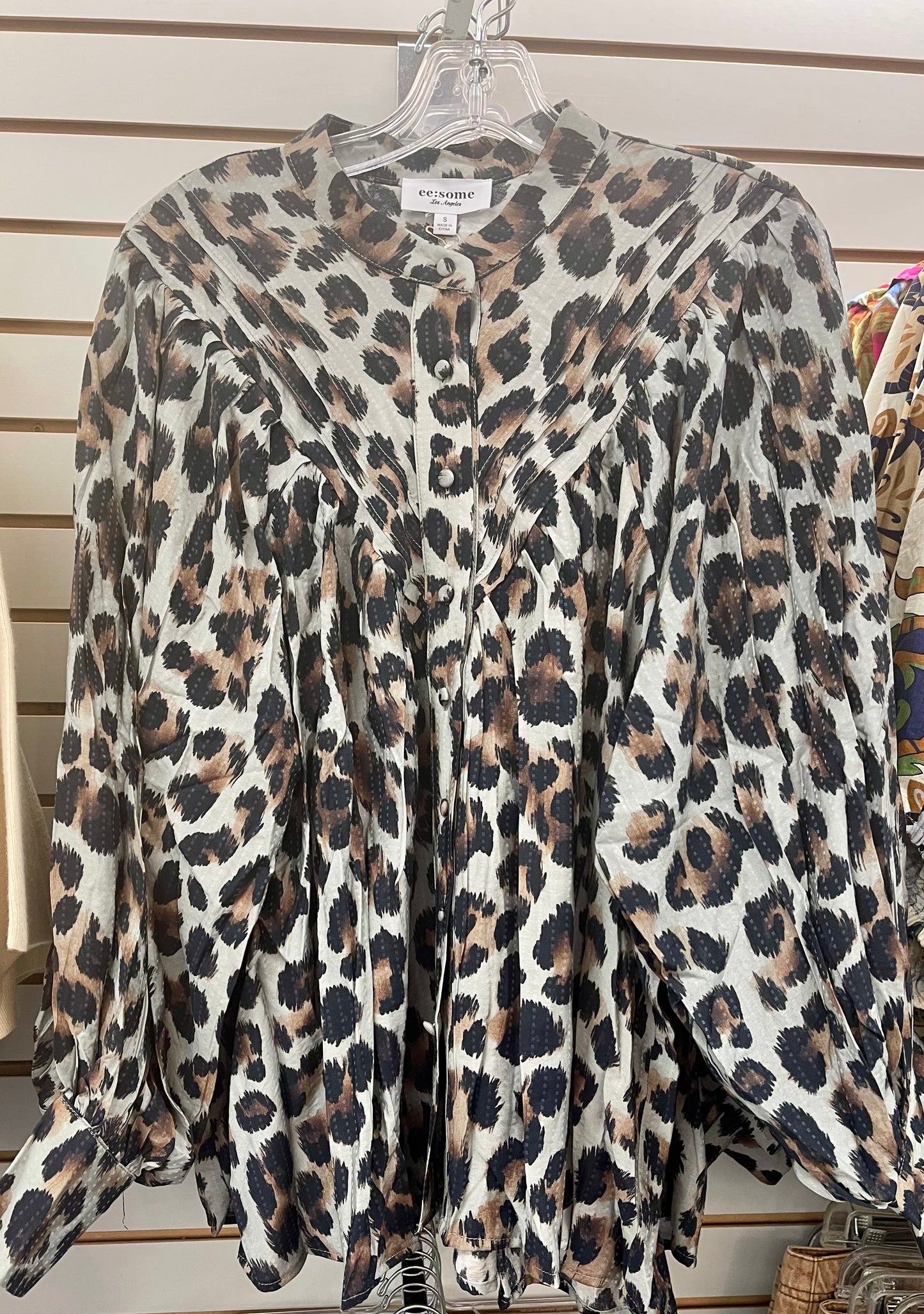 EESOME Fierce & Flowy Sage Brown Blouse