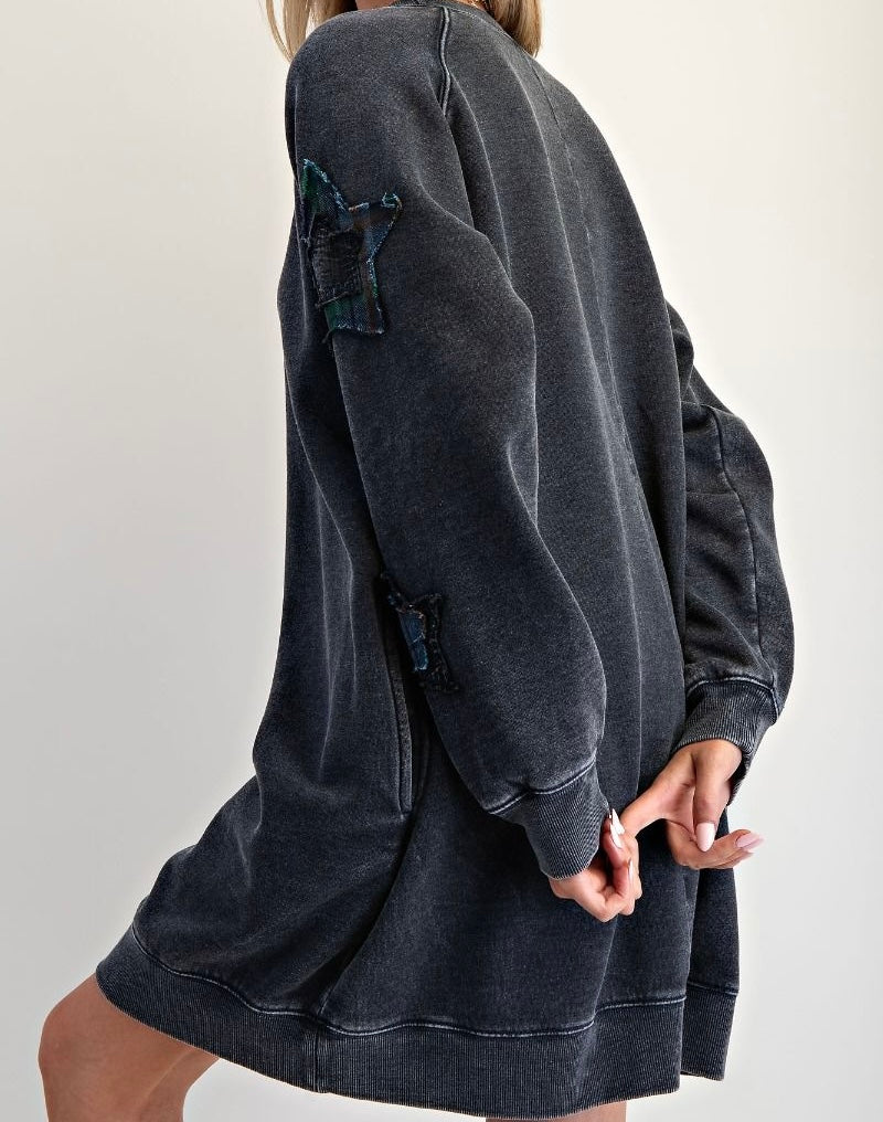 Easel Star Patch Mineral Washed Terry Dress