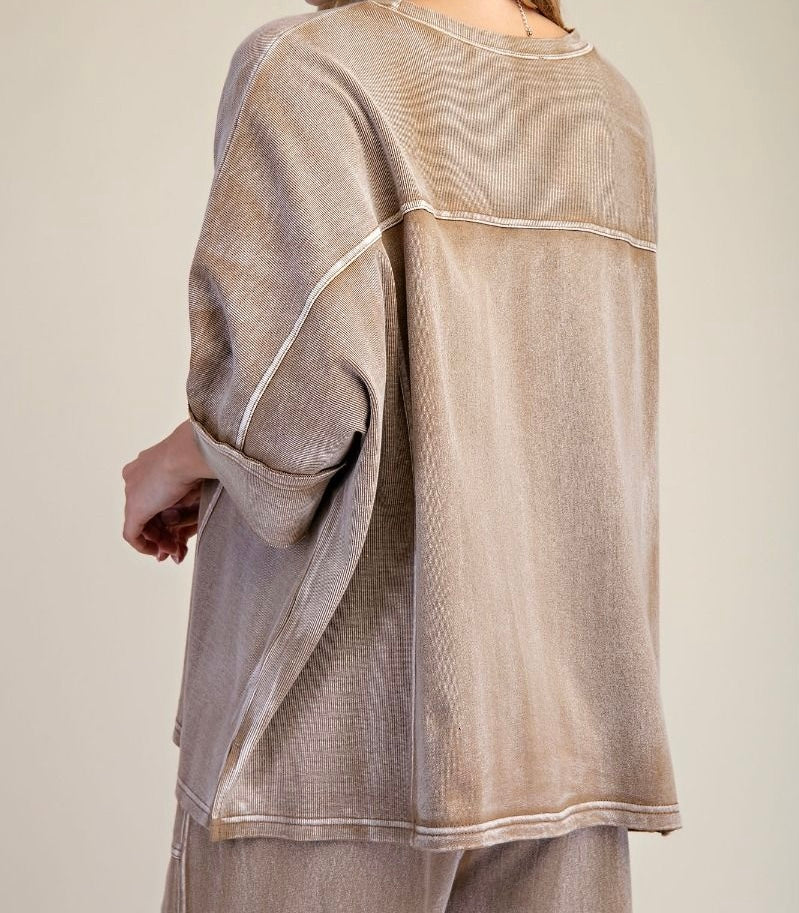 Easel Camel Monkey Washed Terry Top