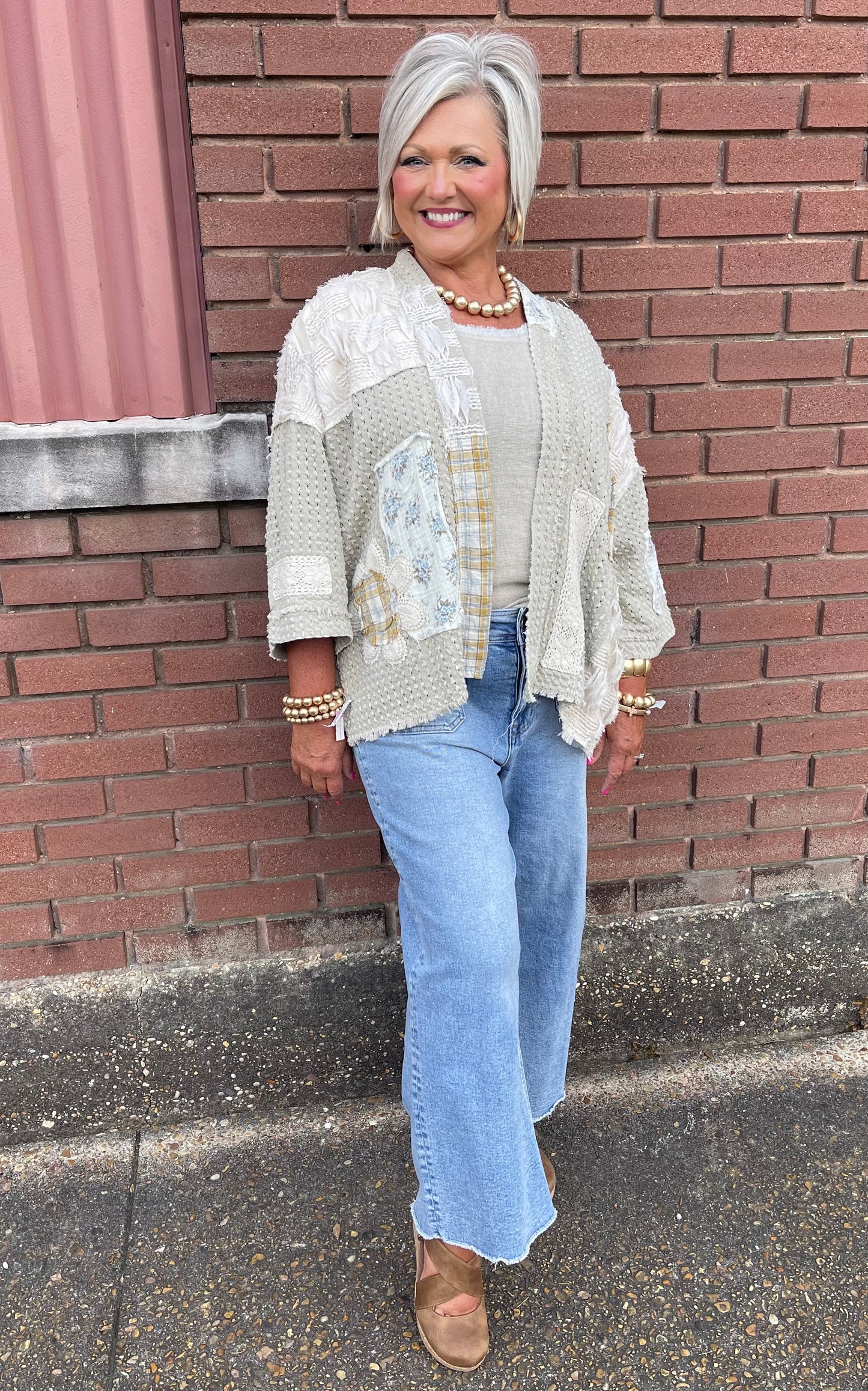 POL Vintage Patchwork Cardigan