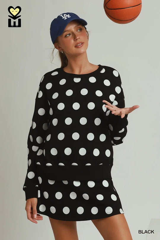 Umgee Black Polka Dot Sky Pullover