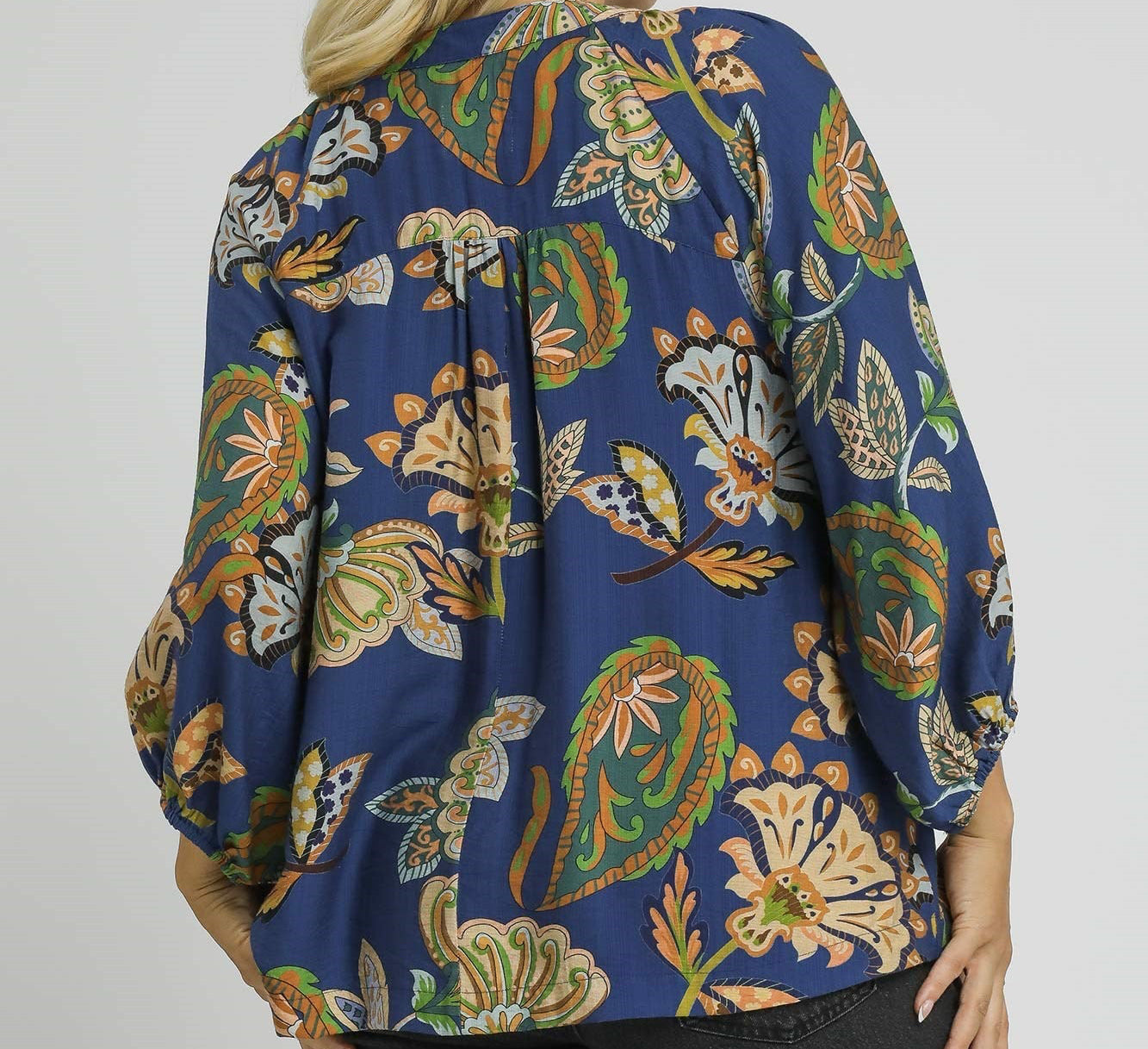 Umgee Plus Size Midnight Garden Navy Top