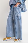 Easel Washed Denim Terry Pants