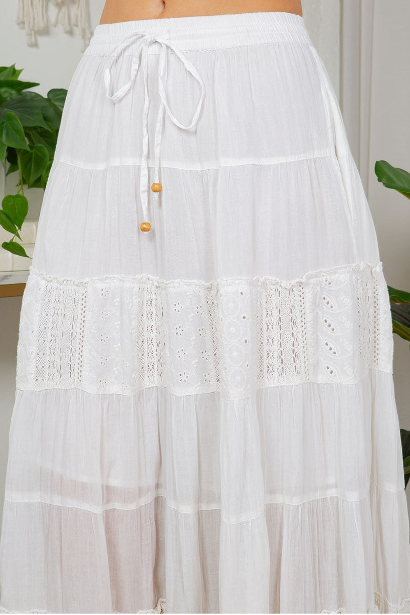 Young Threads Tiered Lace Patchwork Skirt