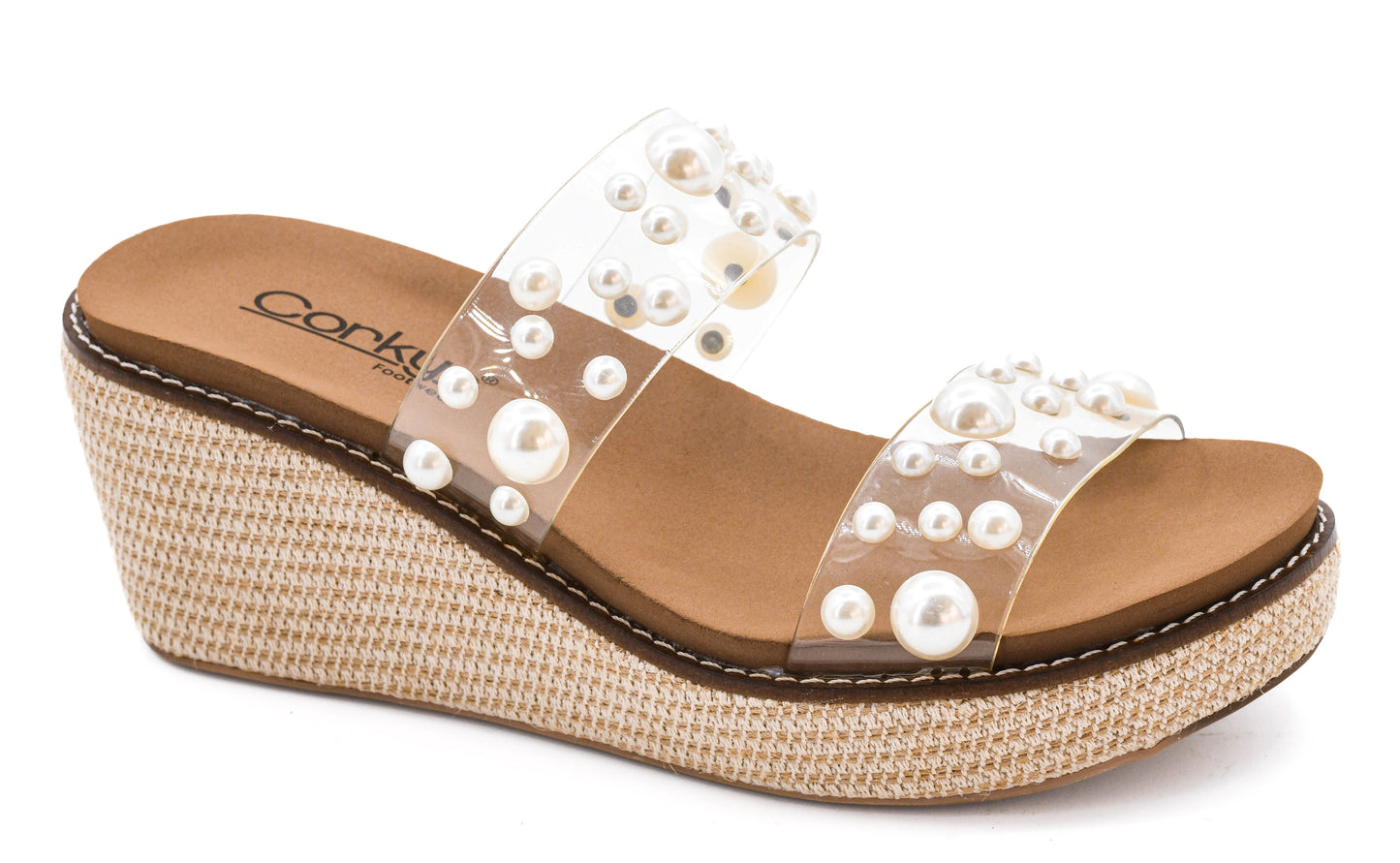 Corkys Clear and Pearls Look Who's Here Platform Sandal