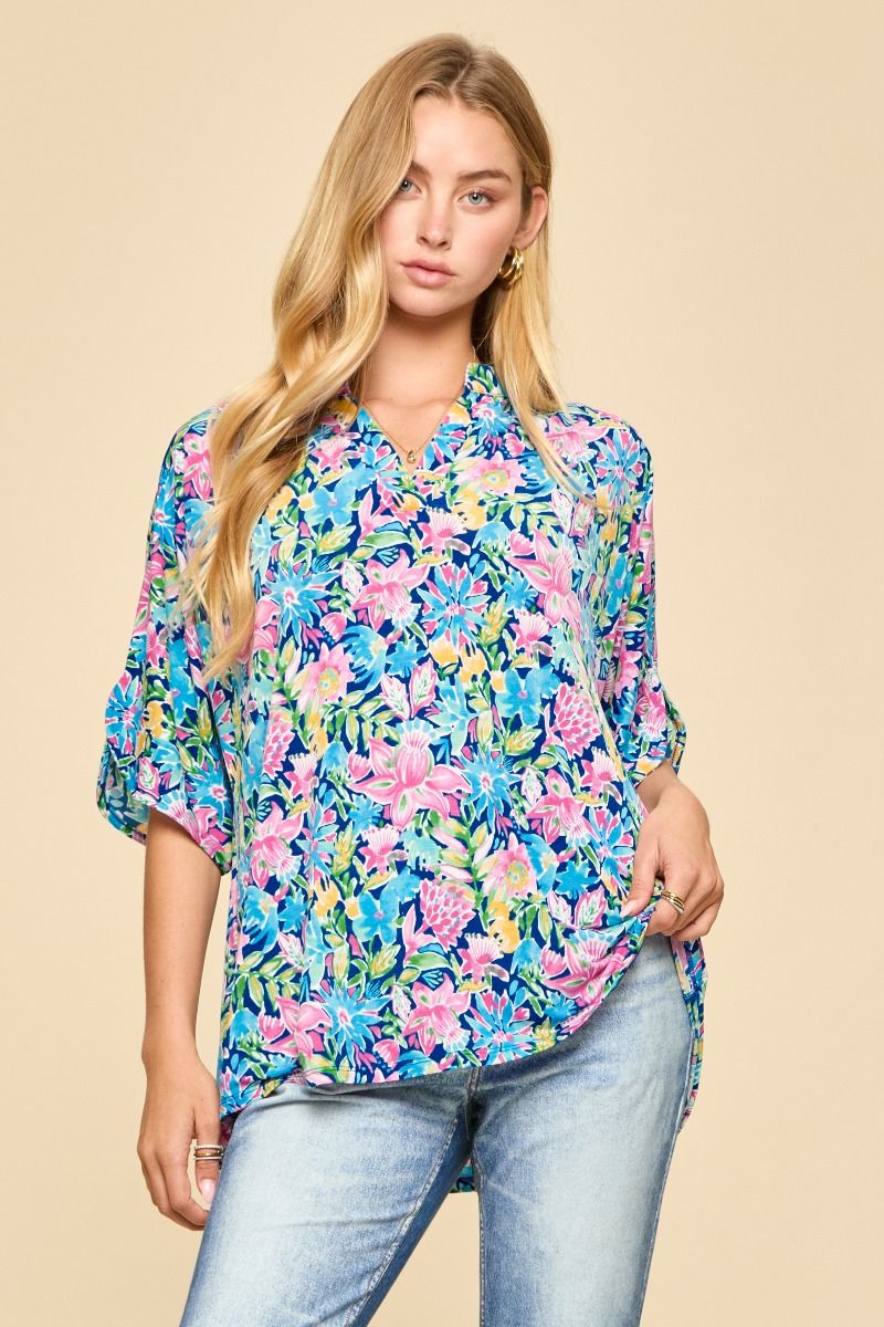 Dear Scarlett Tropical Royal Multi Liz Breeze Top