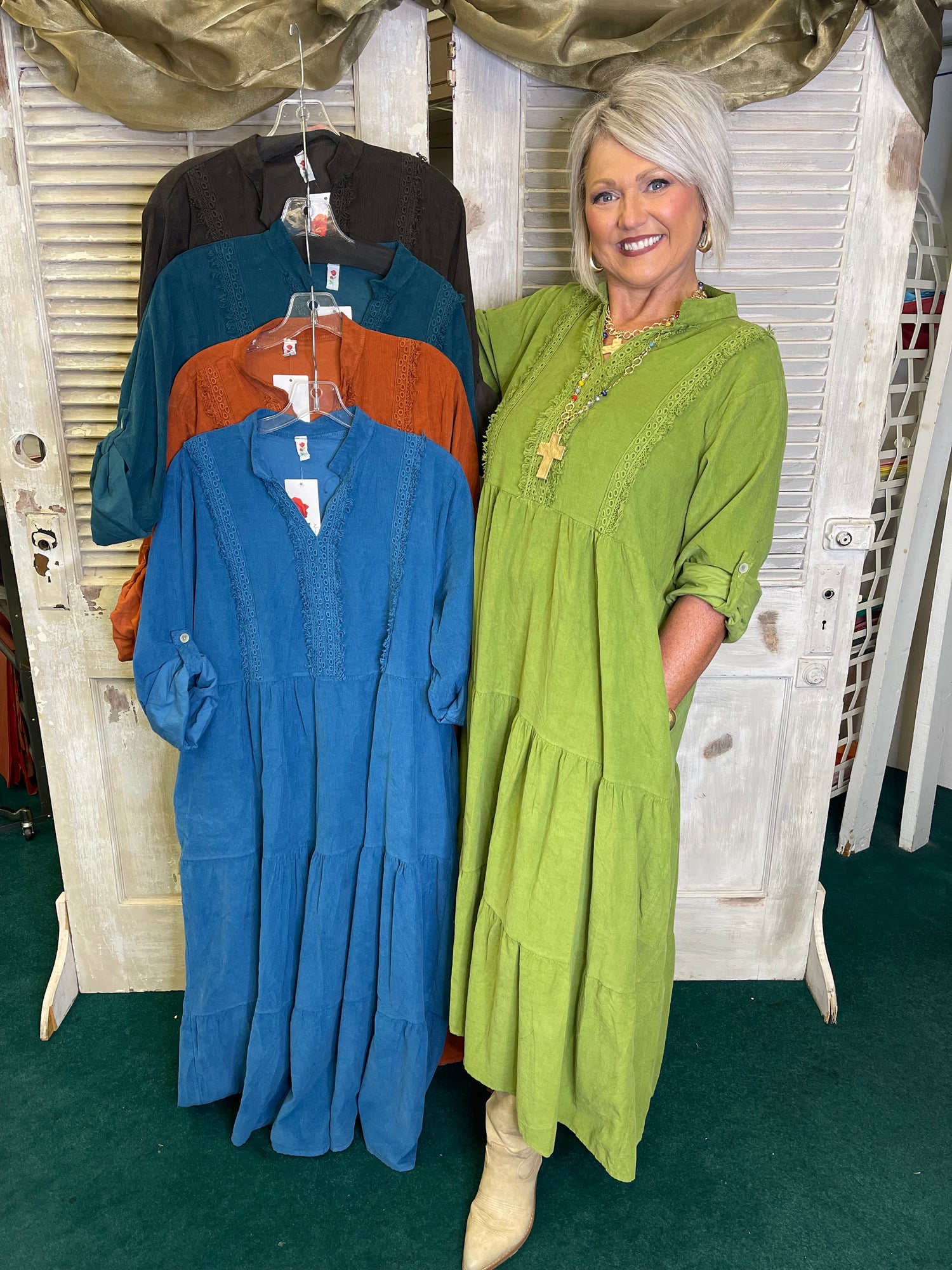 Tiered Corduroy Dress