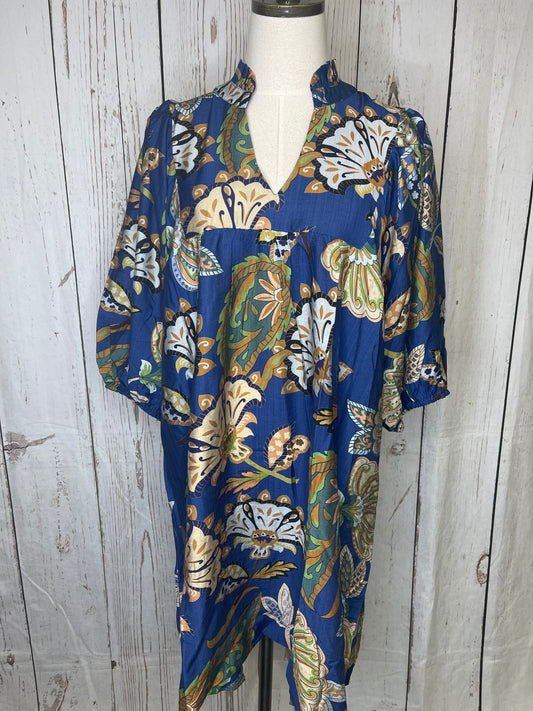 Umgee Plus Size Midnight Blooms Puff Sleeve Babydoll Dress