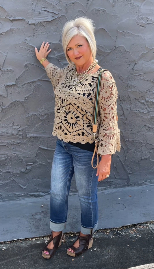 POL Olive Mosaic Sweater