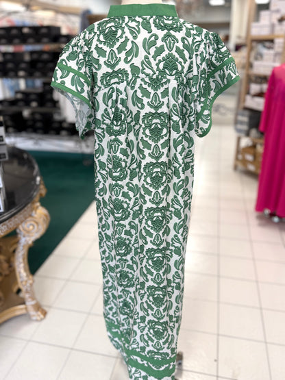 Umgee Plus Size Green Abstract Two Tone Print Midi Dress