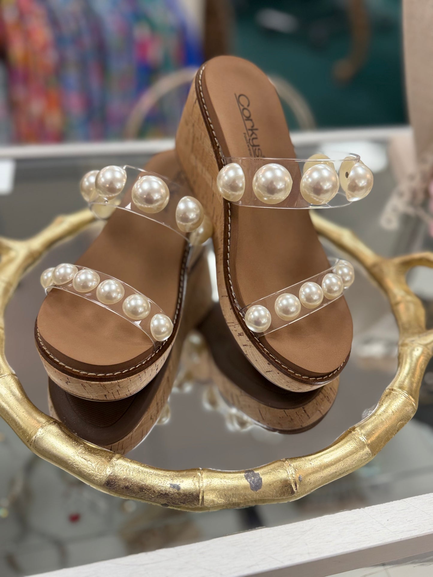 Corkys Clear and Pearls Happy Go Lucky Platform Sandal