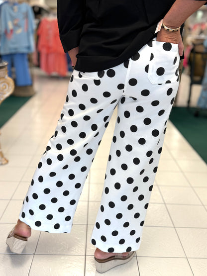 Oddi White & Black Polka Dot Pants