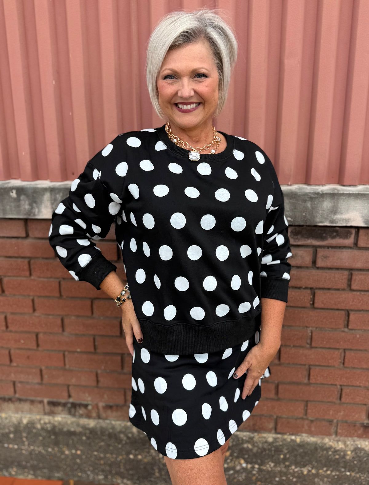 Umgee Black Polka Dot Sky Pullover