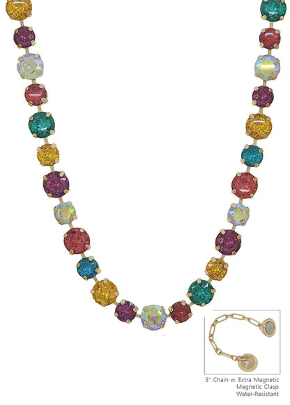 Water Resistant Multi Crystal 10&12MM Stone Magnetic Closure 17" Necklace